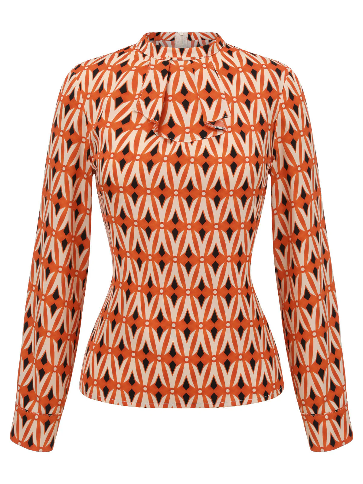 2PCS Orange 1960er Bluse & Tweed Mini Kleid - Image 9
