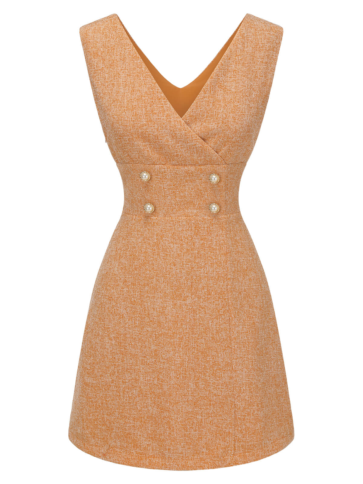 2PCS Orange 1960er Bluse & Tweed Mini Kleid - Image 6