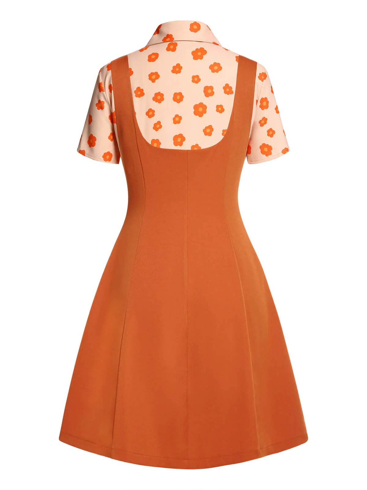 2PCS Orange 1960er Blumen Hemd & Rock - Image 4