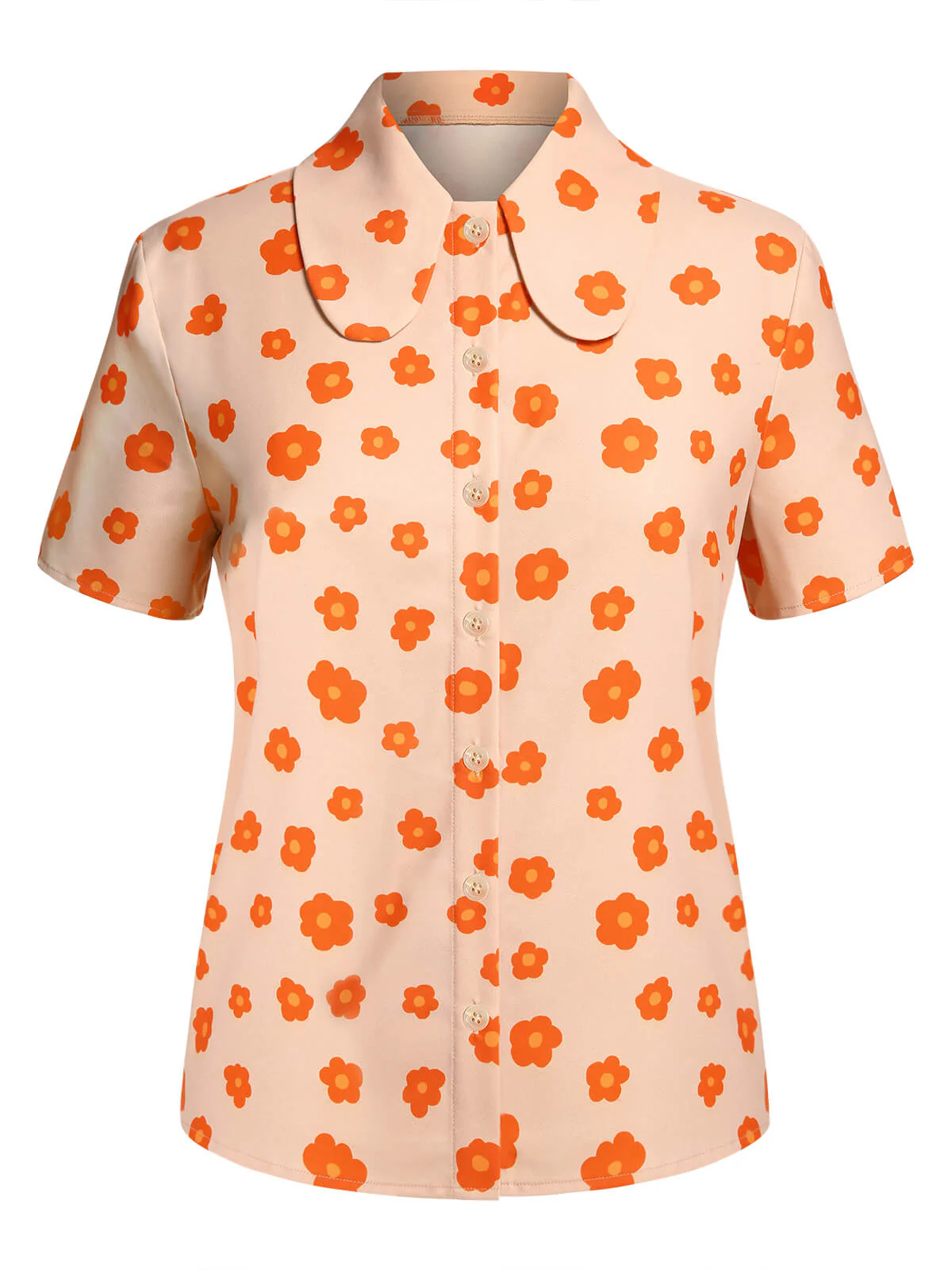 2PCS Orange 1960er Blumen Hemd & Rock - Image 5