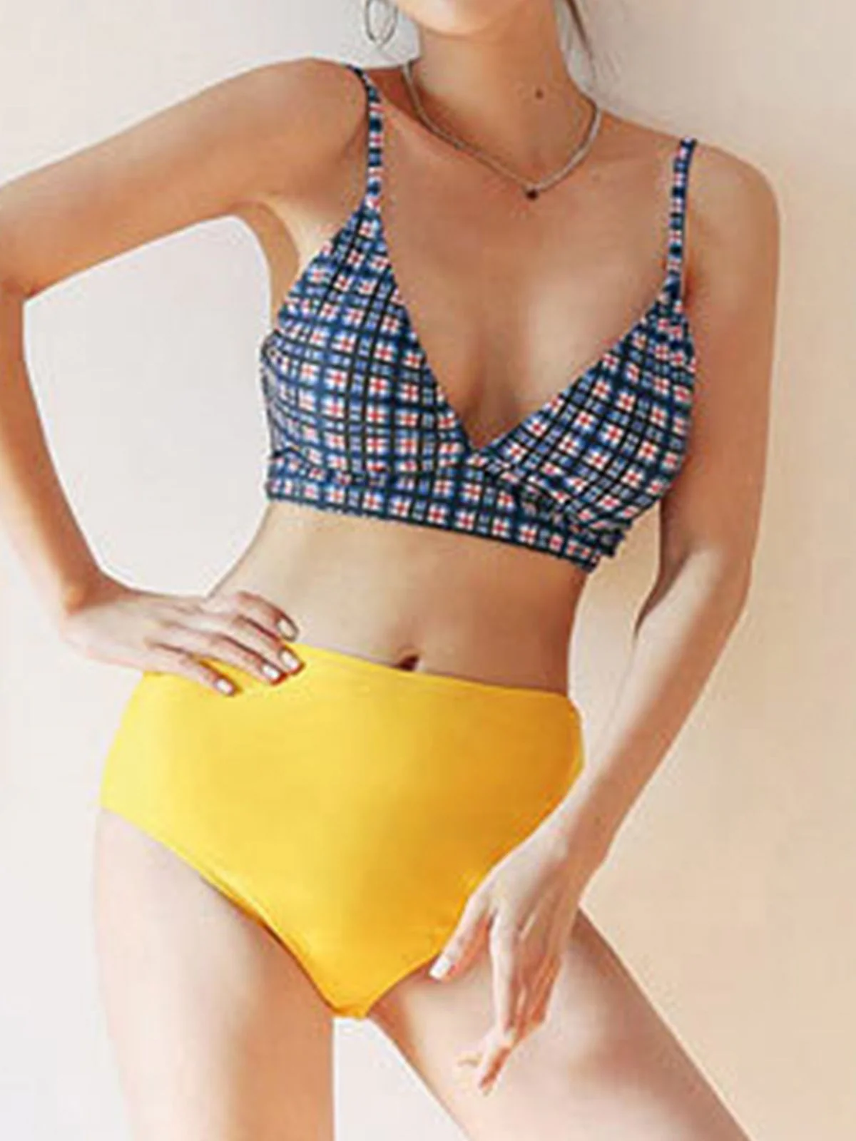2PCS PLAID SPAGHETTI VINTAGE BADEANZUG - Image 3
