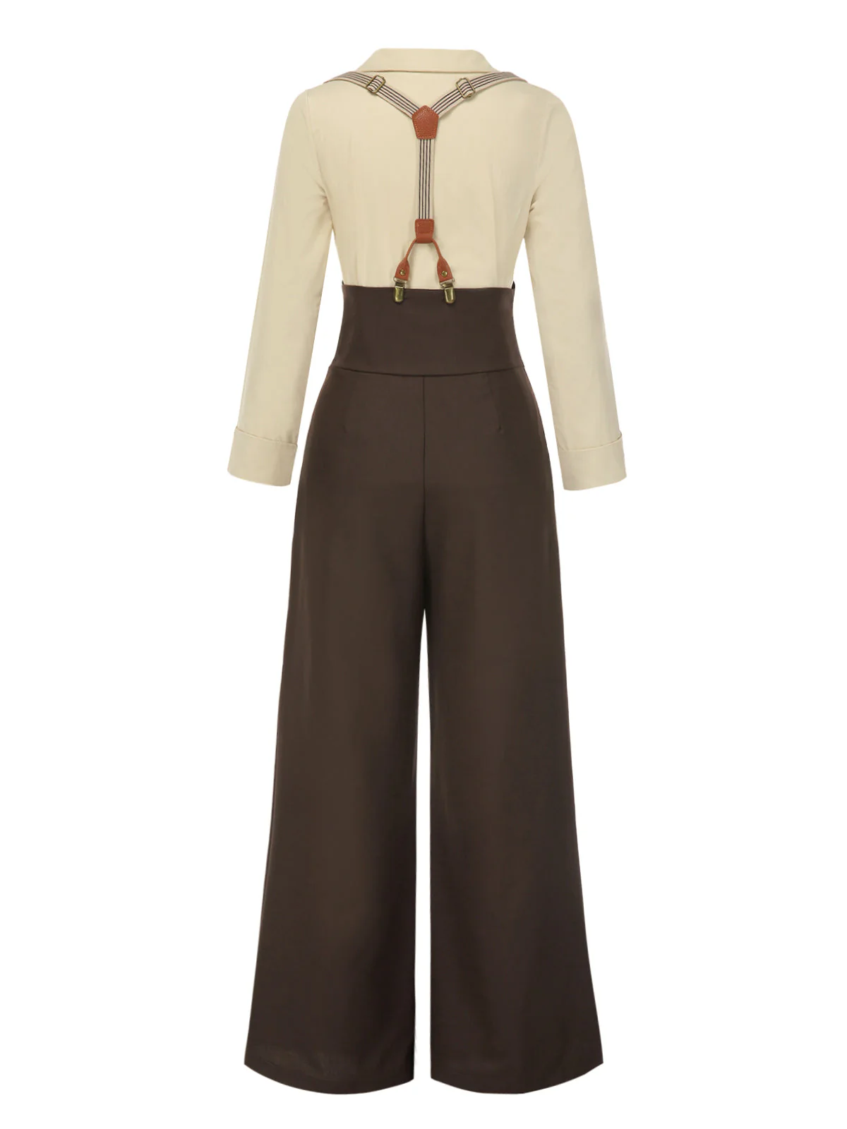 2PCS 1930er Baumwolle Solide Bluse & Latzhose - Image 9