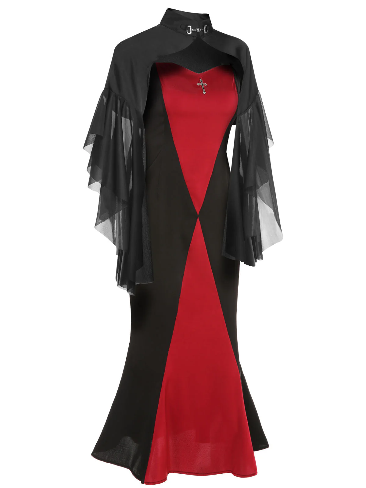 2PCS 1930er Gothic Fischschwanzkleid & durchsichtiger Mantel - Image 4