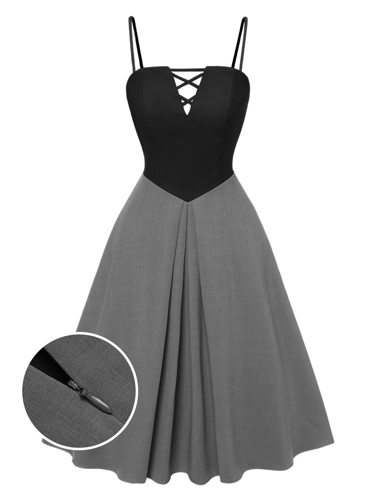 2PCS 1940er Farbblock Rosa Bluse & Grau Kleid - Image 15