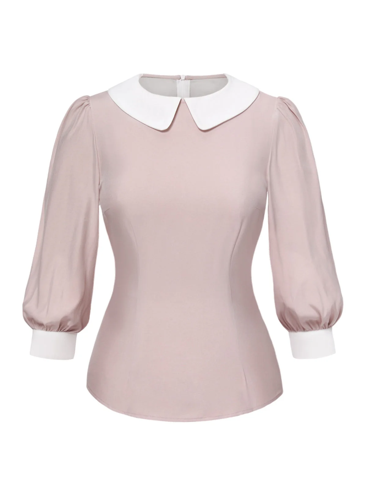 2PCS 1940er Farbblock Rosa Bluse & Grau Kleid - Image 9