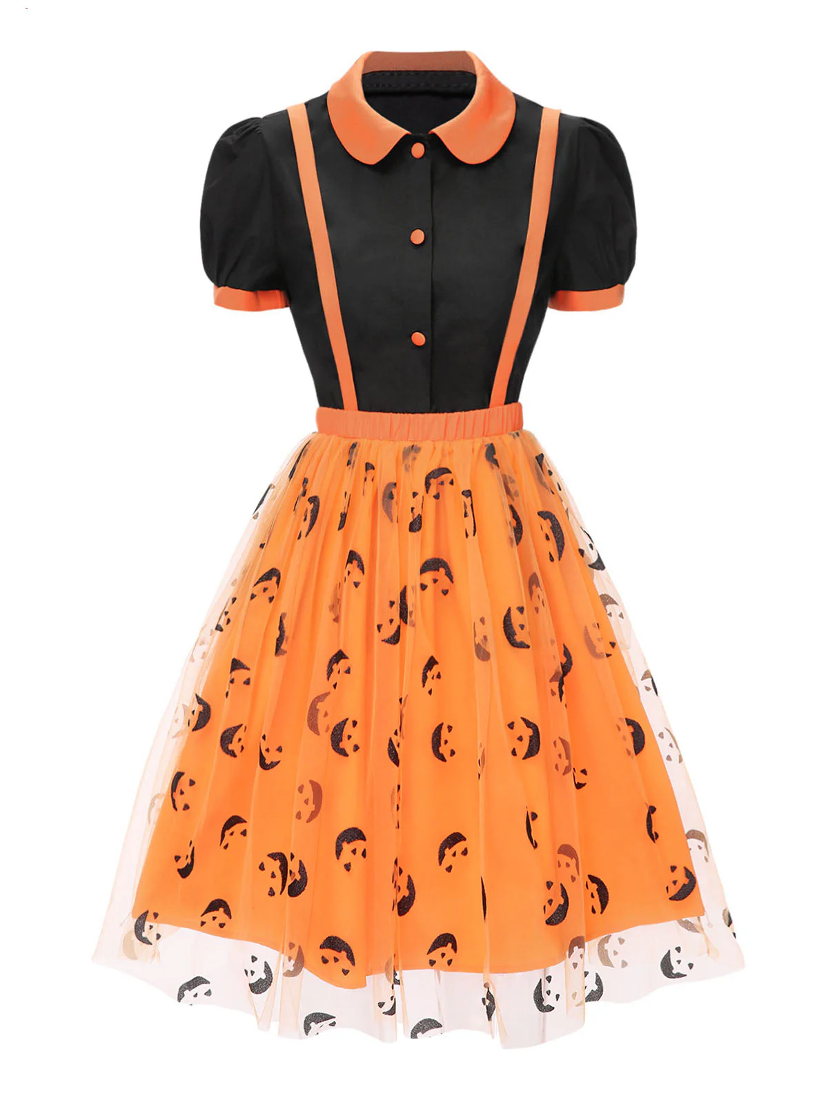 2PCS 1940er Halloween Peter Pan Kragen Bluse & Masche Rock - Image 3