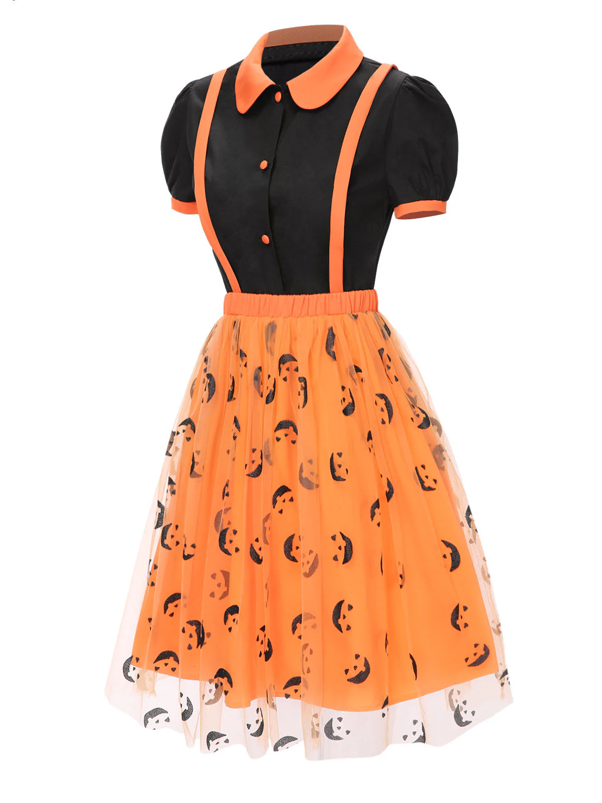 2PCS 1940er Halloween Peter Pan Kragen Bluse & Masche Rock - Image 4