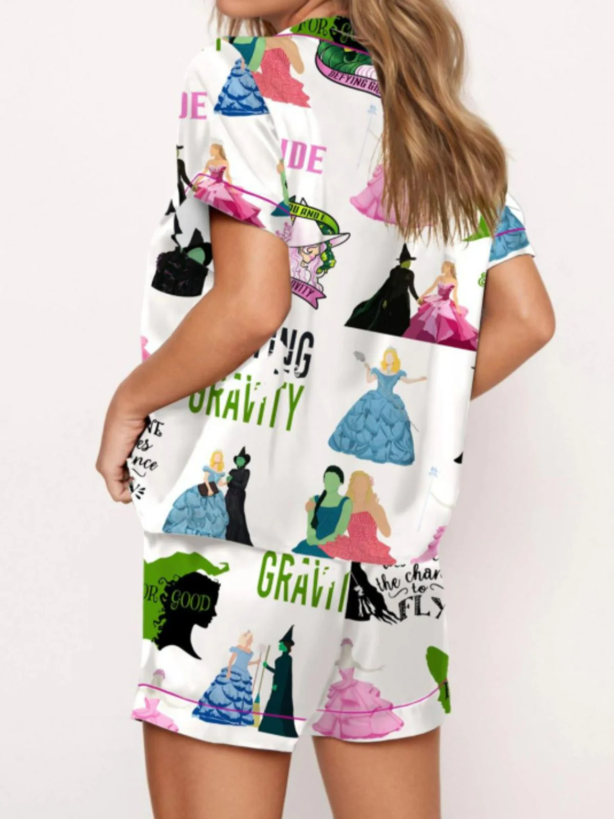 2PCS 1940er Hexe Cartoon-Druck Taste Pyjama Set - Image 2