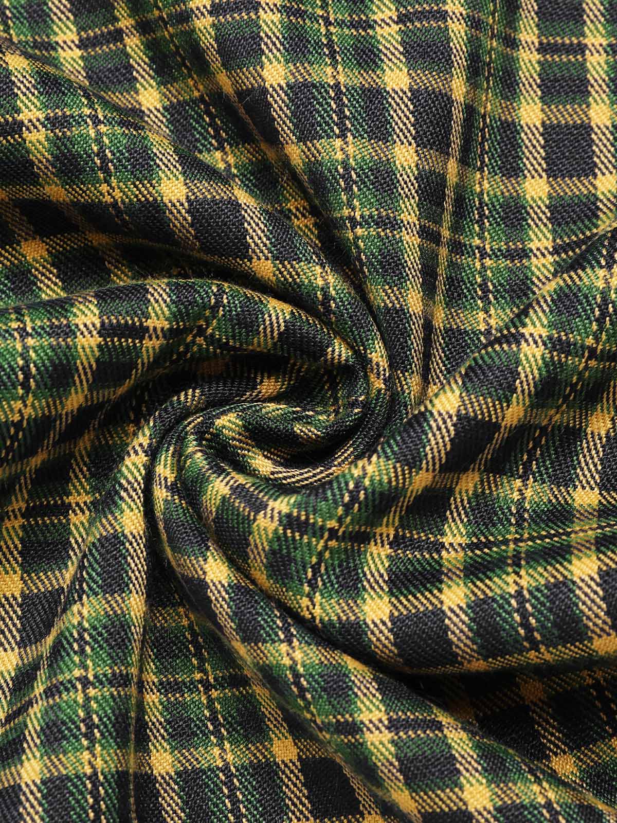2PCS 1940er Satin Puffärmel Bluse & Glen Plaid Overall Hose - Image 18