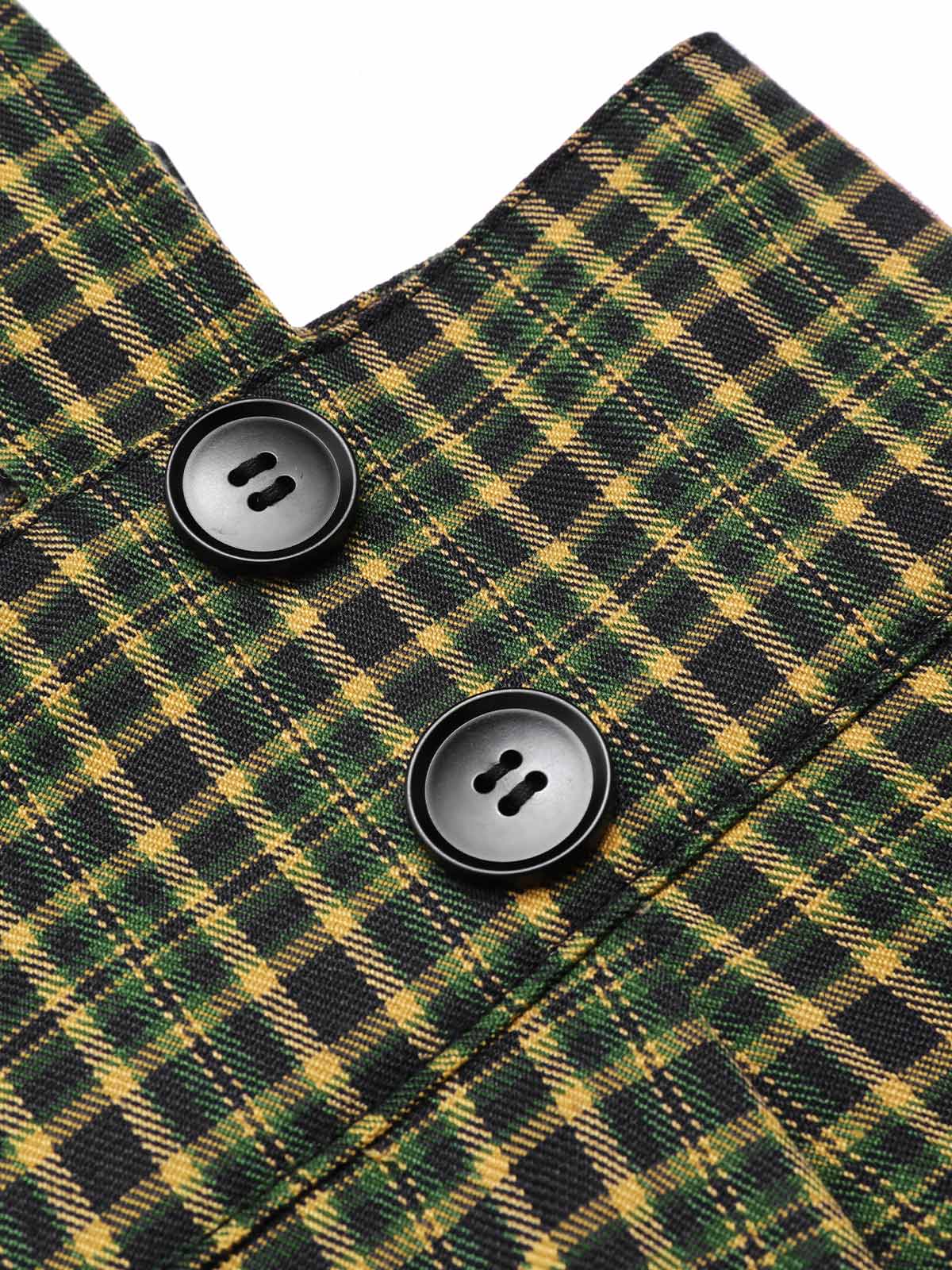 2PCS 1940er Satin Puffärmel Bluse & Glen Plaid Overall Hose - Image 19