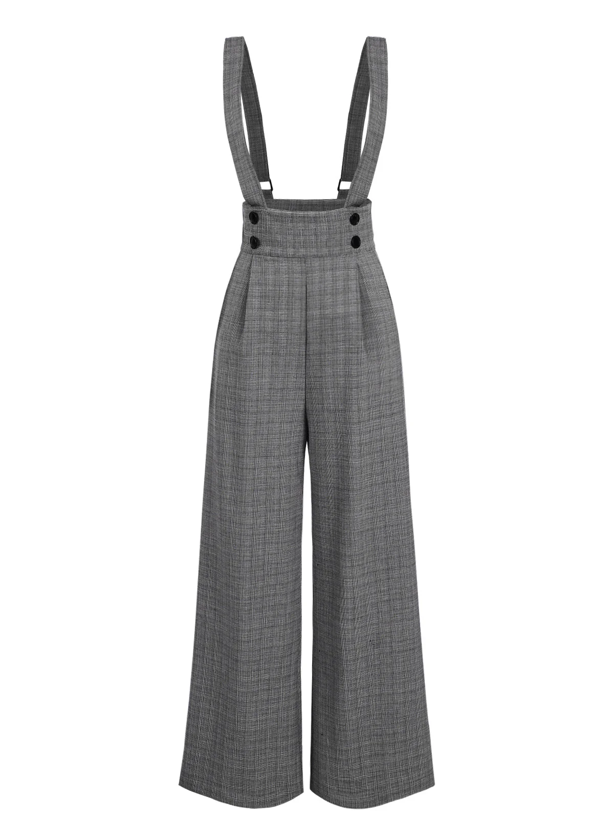 2PCS 1940er Satin Puffärmel Bluse & Glen Plaid Overall Hose - Image 11