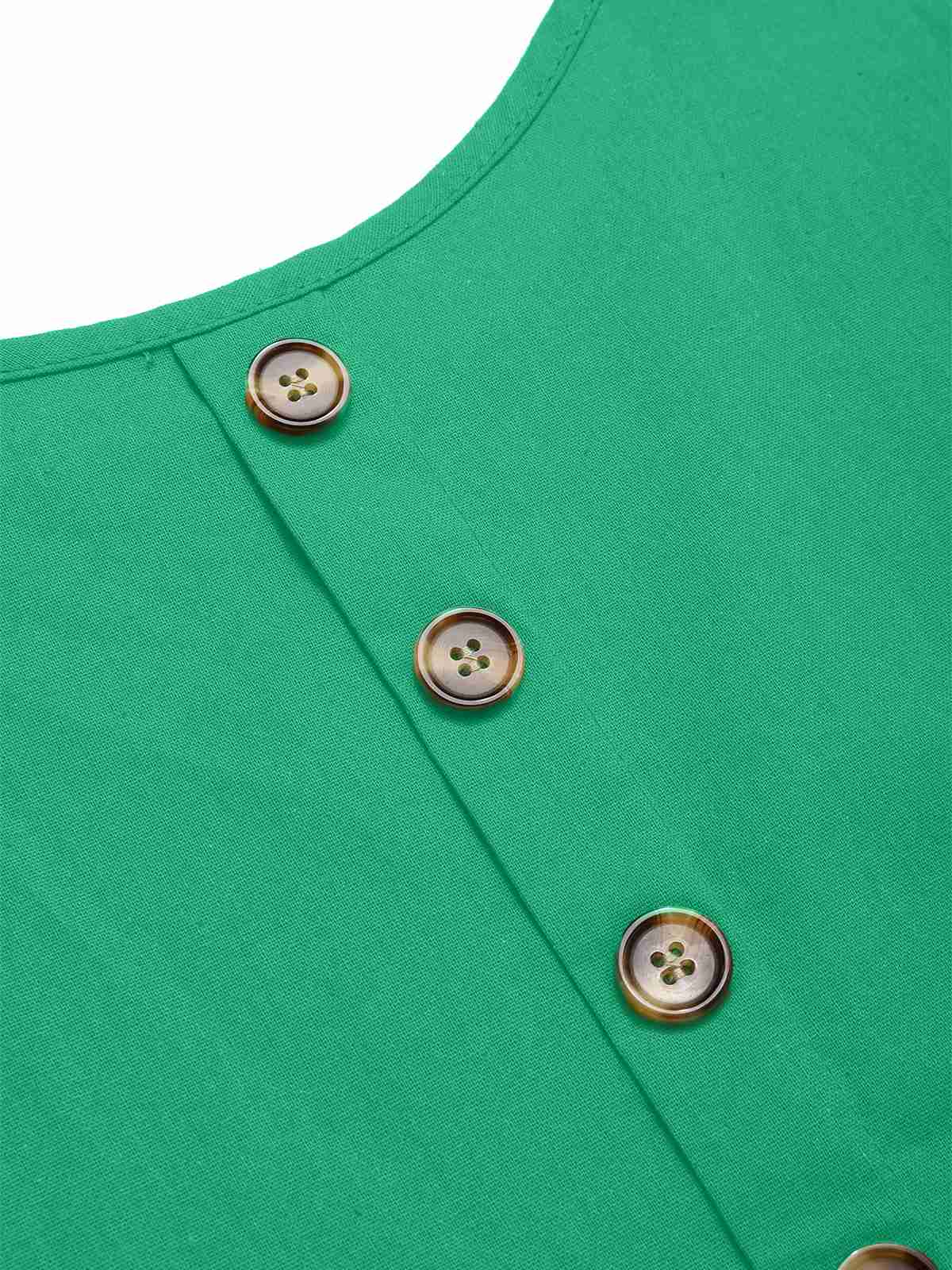 2PCS 1940er Solide Rüschen Tank Top & Gerade Hosen - Image 12