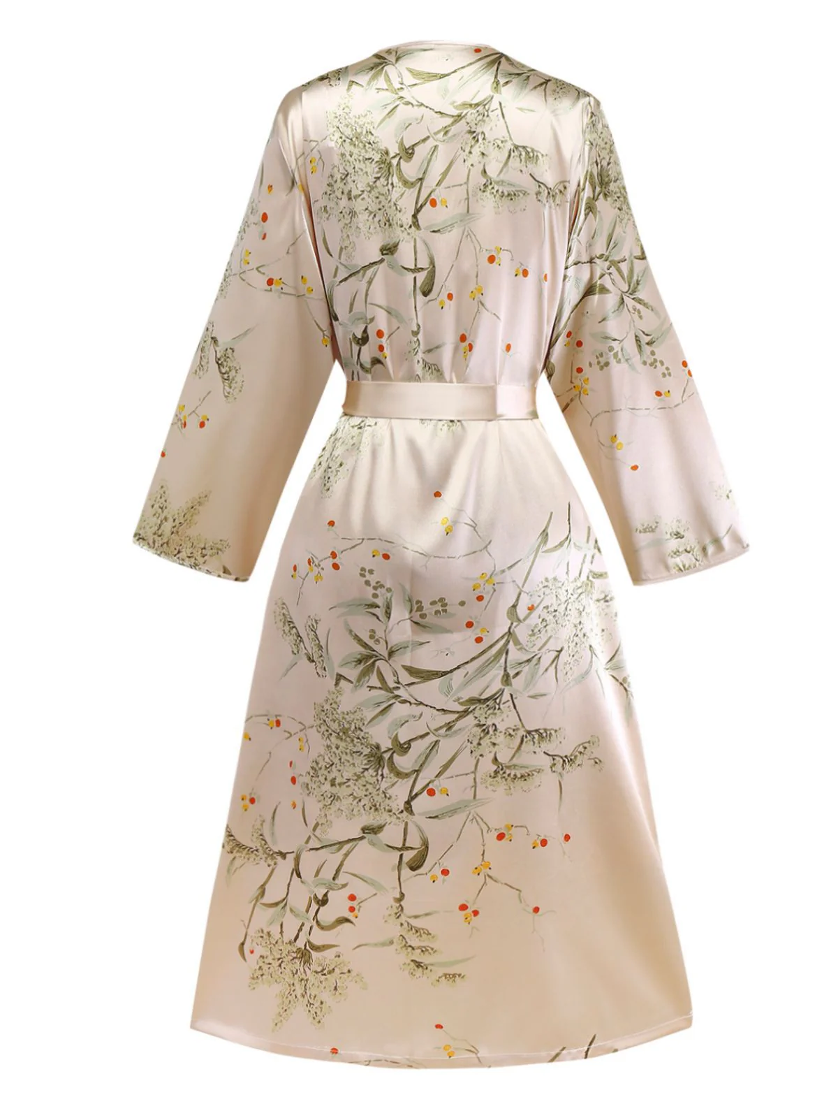 2PCS 1950er Blumen Träger Satin Nachthemd & Bademantel - Image 3