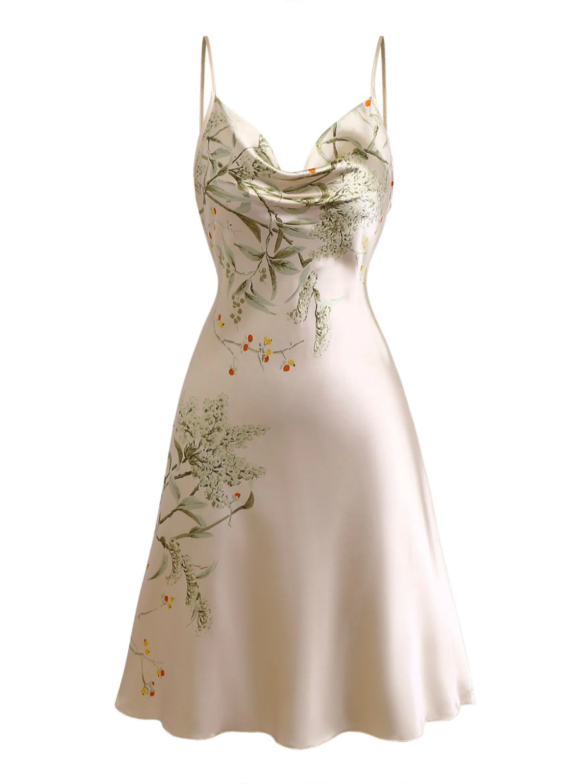2PCS 1950er Blumen Träger Satin Nachthemd & Bademantel - Image 4