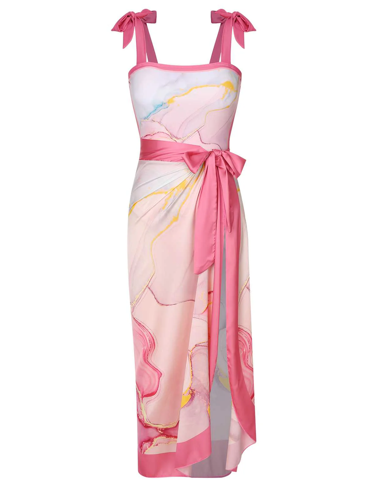 2PCS 1950er Rosa Print Badeanzug & Cover-Up - Image 3