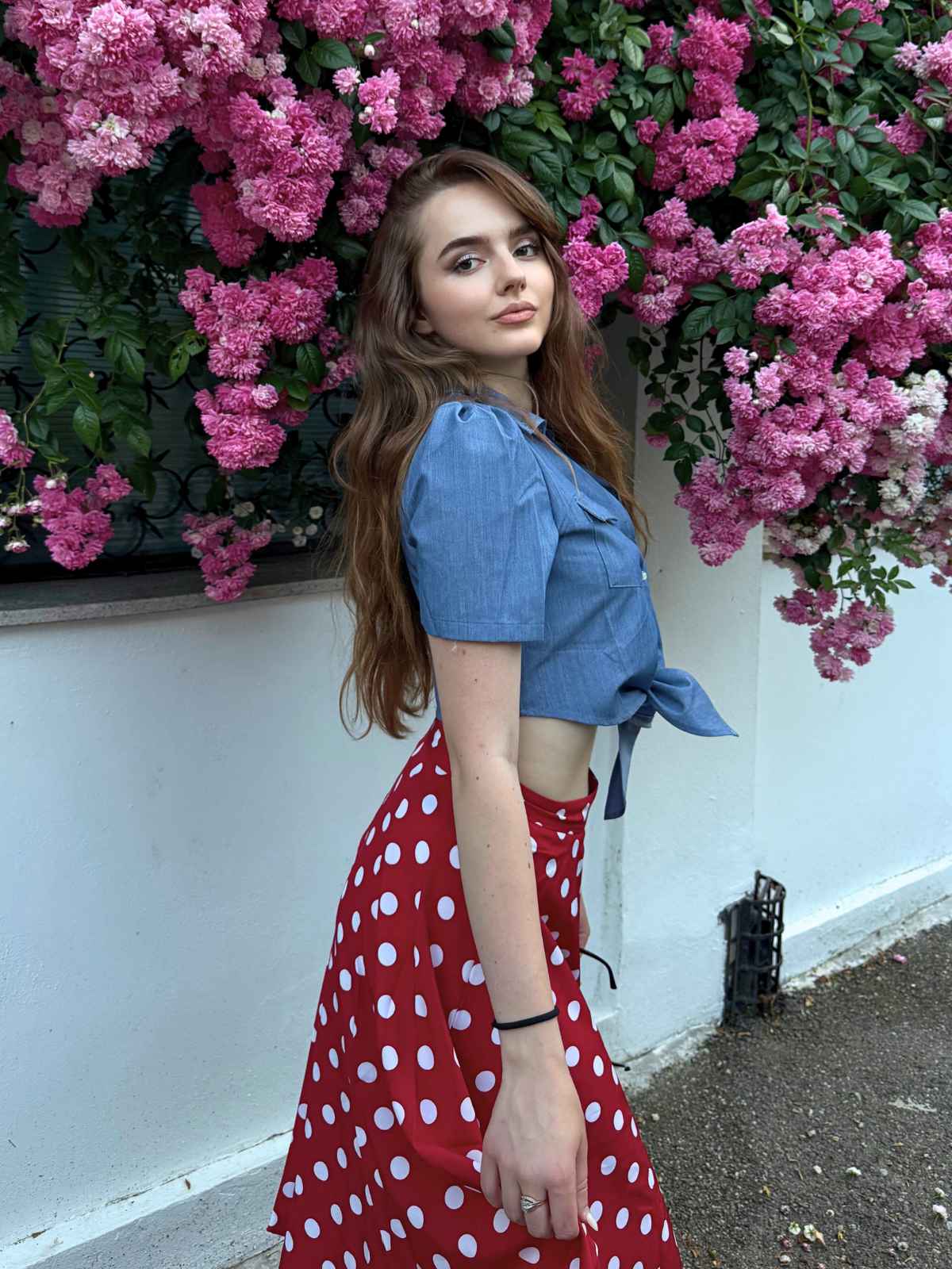 2PCS 1950er Solide Bluse & Polka Dots Rock - Image 2