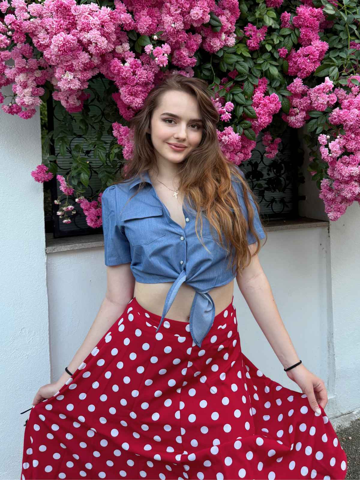 2PCS 1950er Solide Bluse & Polka Dots Rock - Image 3