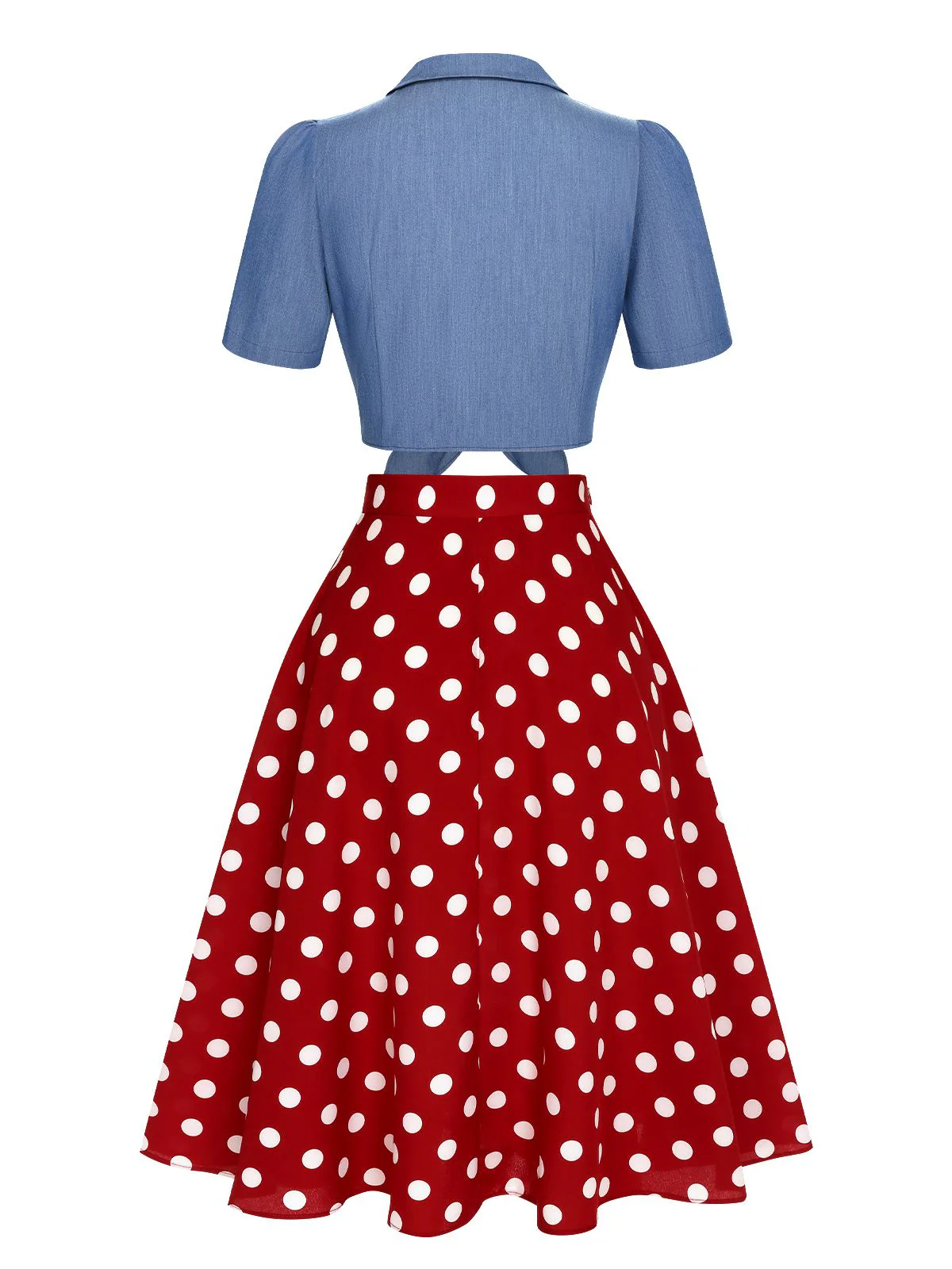 2PCS 1950er Solide Bluse & Polka Dots Rock - Image 6
