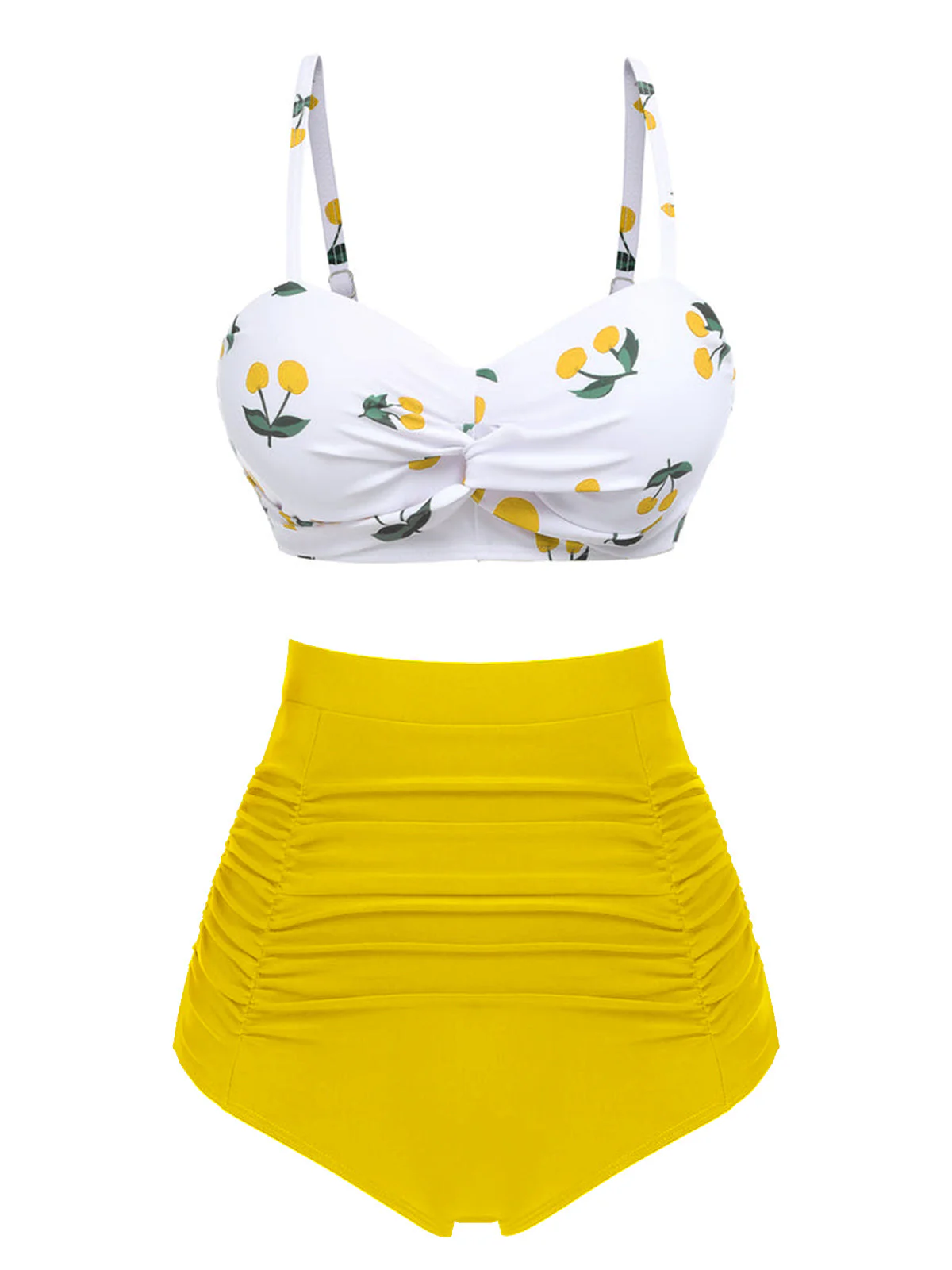 2PCS 1950s Cherry Halter Bikini Set - Image 9