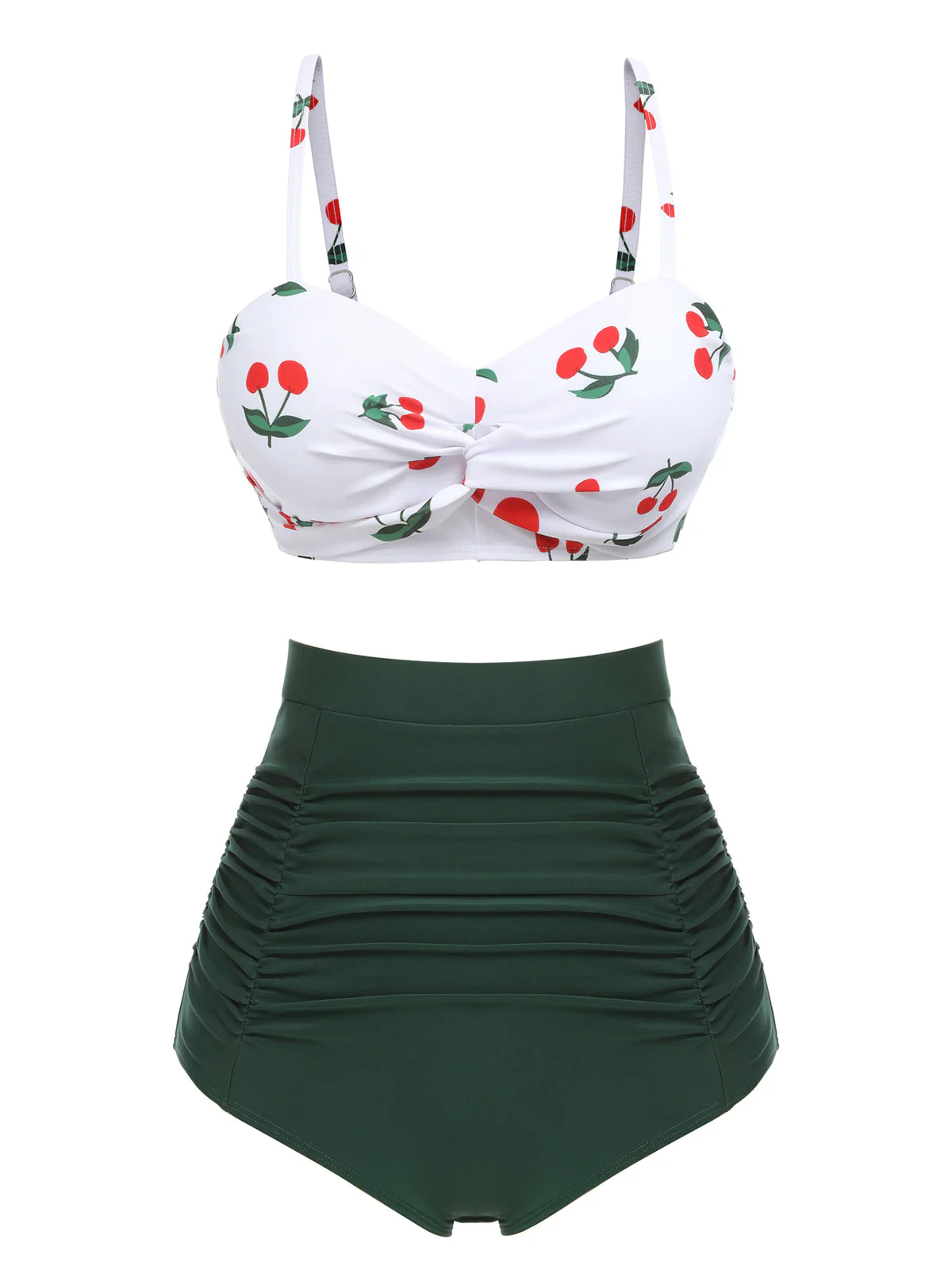 2PCS 1950s Cherry Halter Bikini Set - Image 3