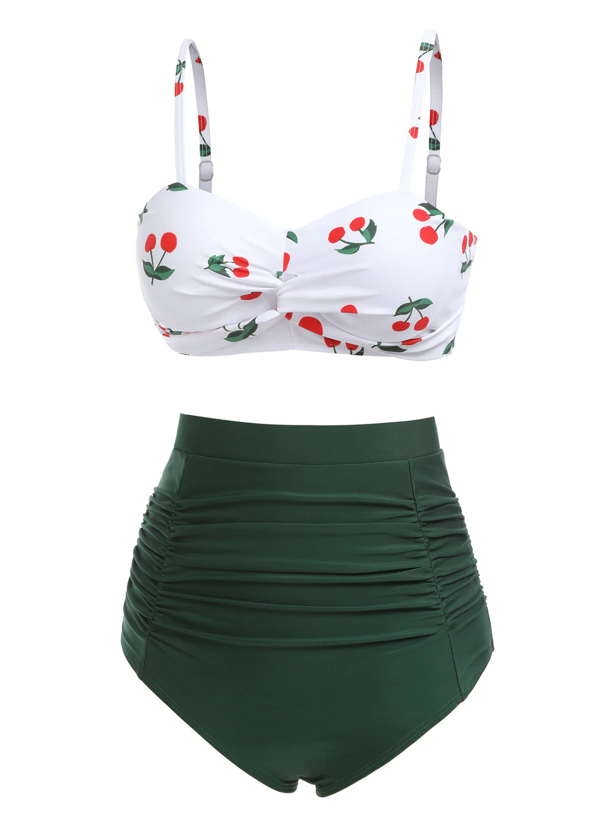 2PCS 1950s Cherry Halter Bikini Set - Image 4