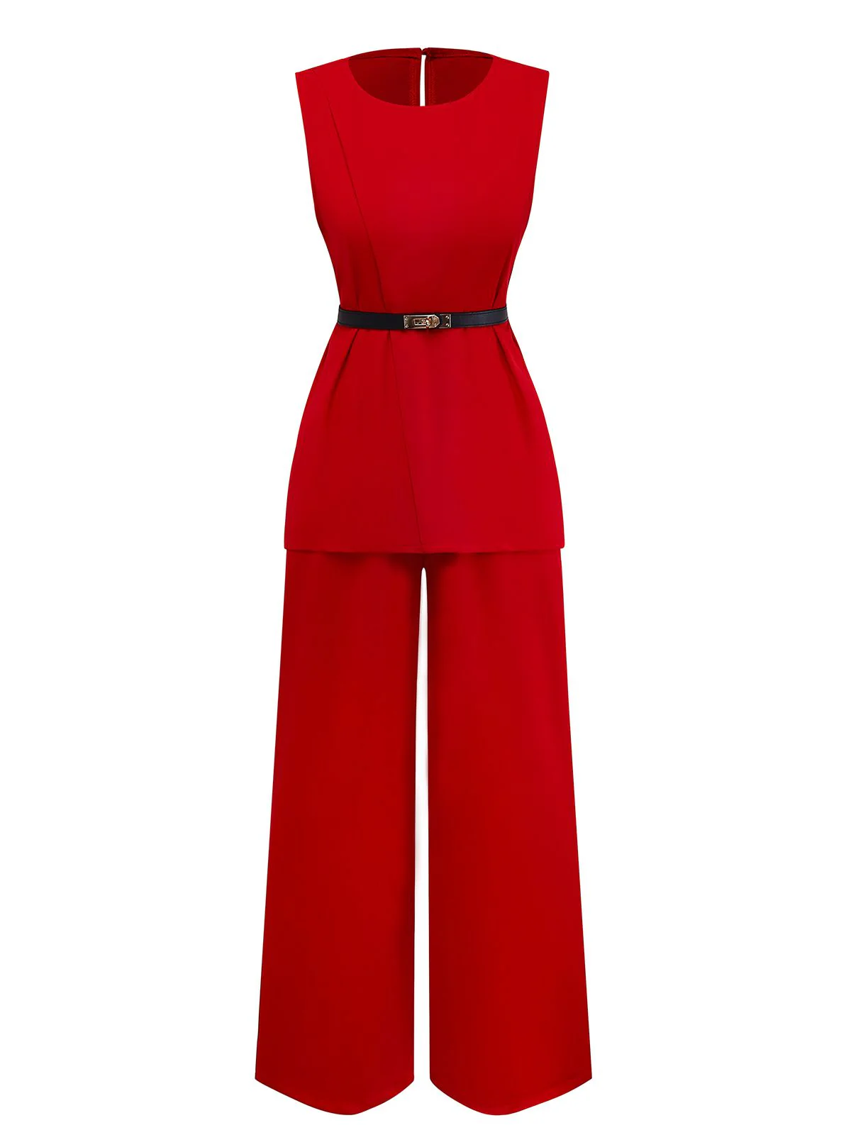 2PCS 1960er Ärmellos Weste & Gürtel Taille Hose - Image 2