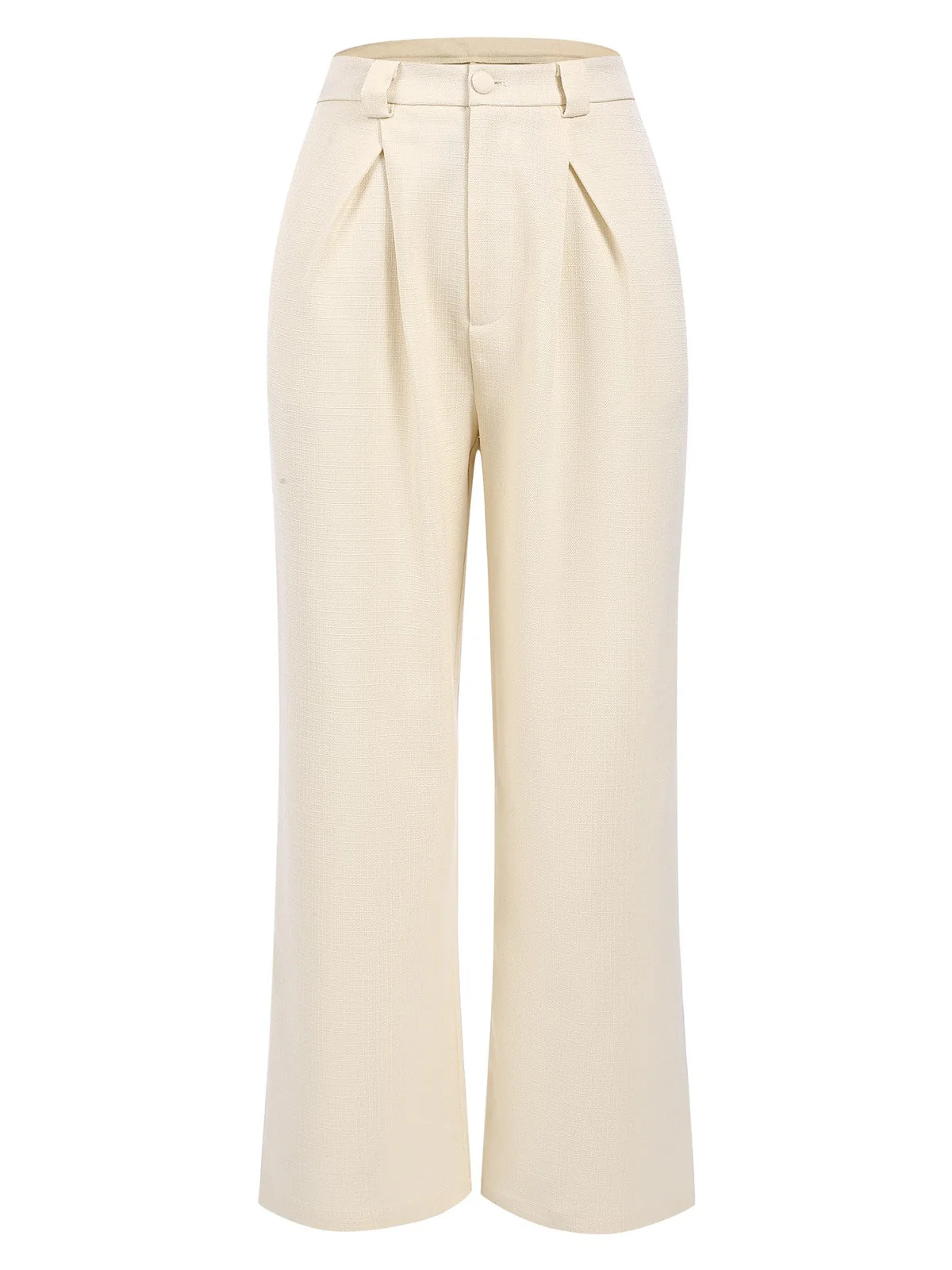 2PCS 1960er Beige Geknöpftes Top & Weites Bein Hose - Image 7