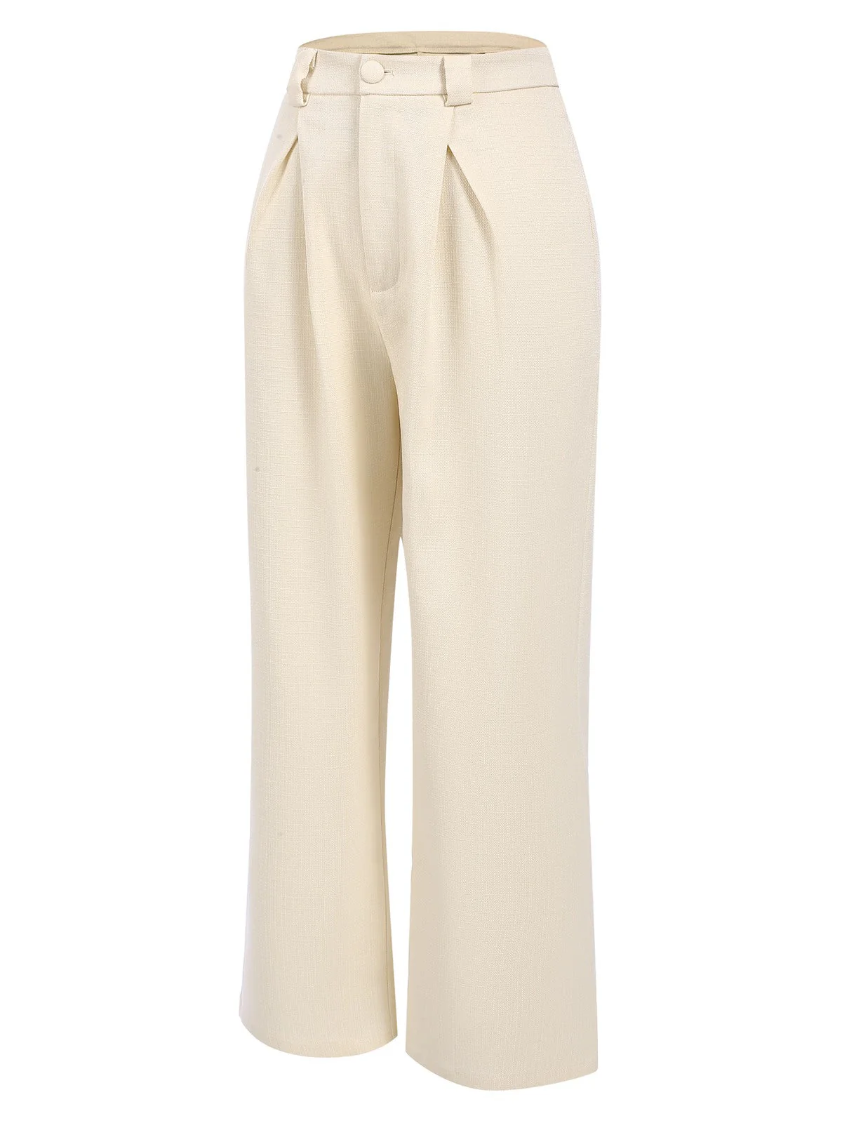 2PCS 1960er Beige Geknöpftes Top & Weites Bein Hose - Image 8