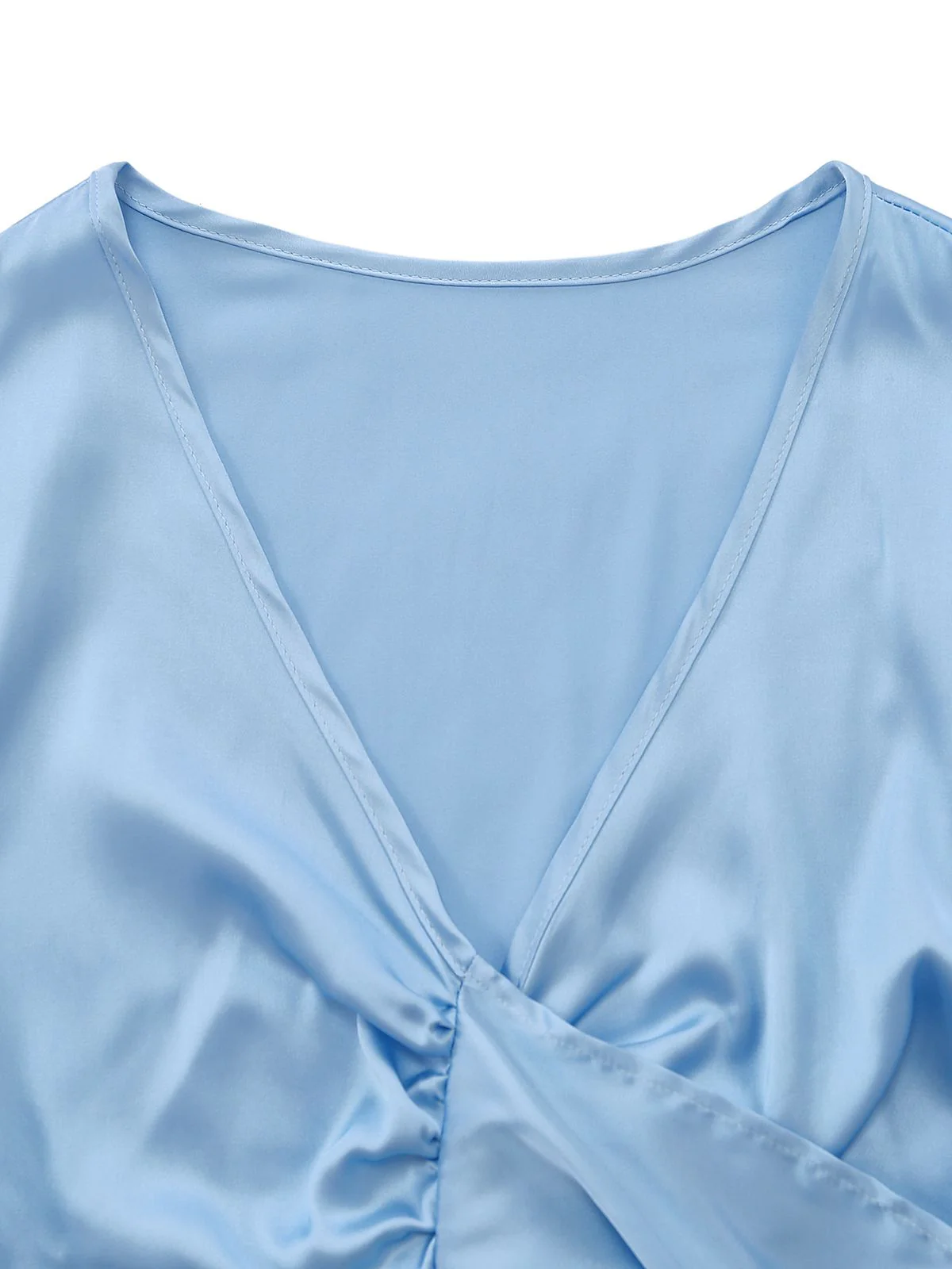 2PCS 1960er Satin Vorne-gebunden Kurz Top & Shorts - Image 3