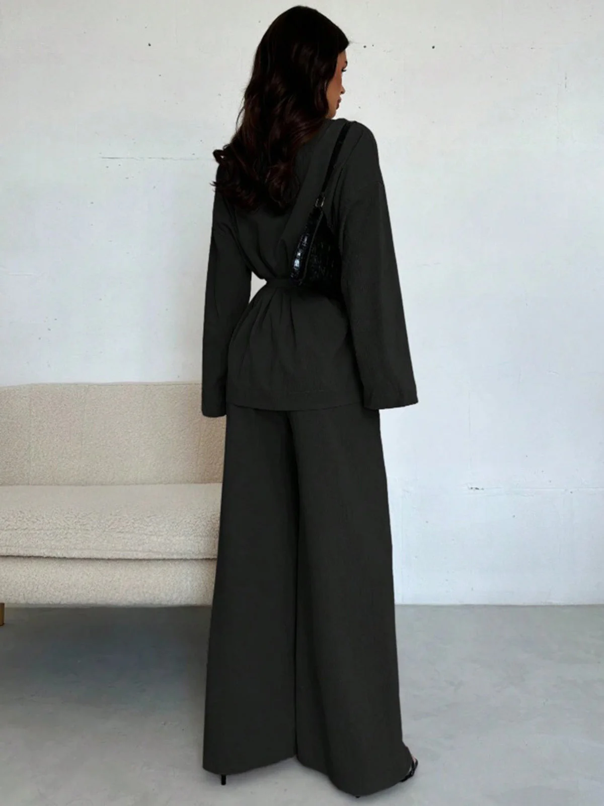 2PCS 1960er Solide Schnürung Blazer & Hose Set - Image 5