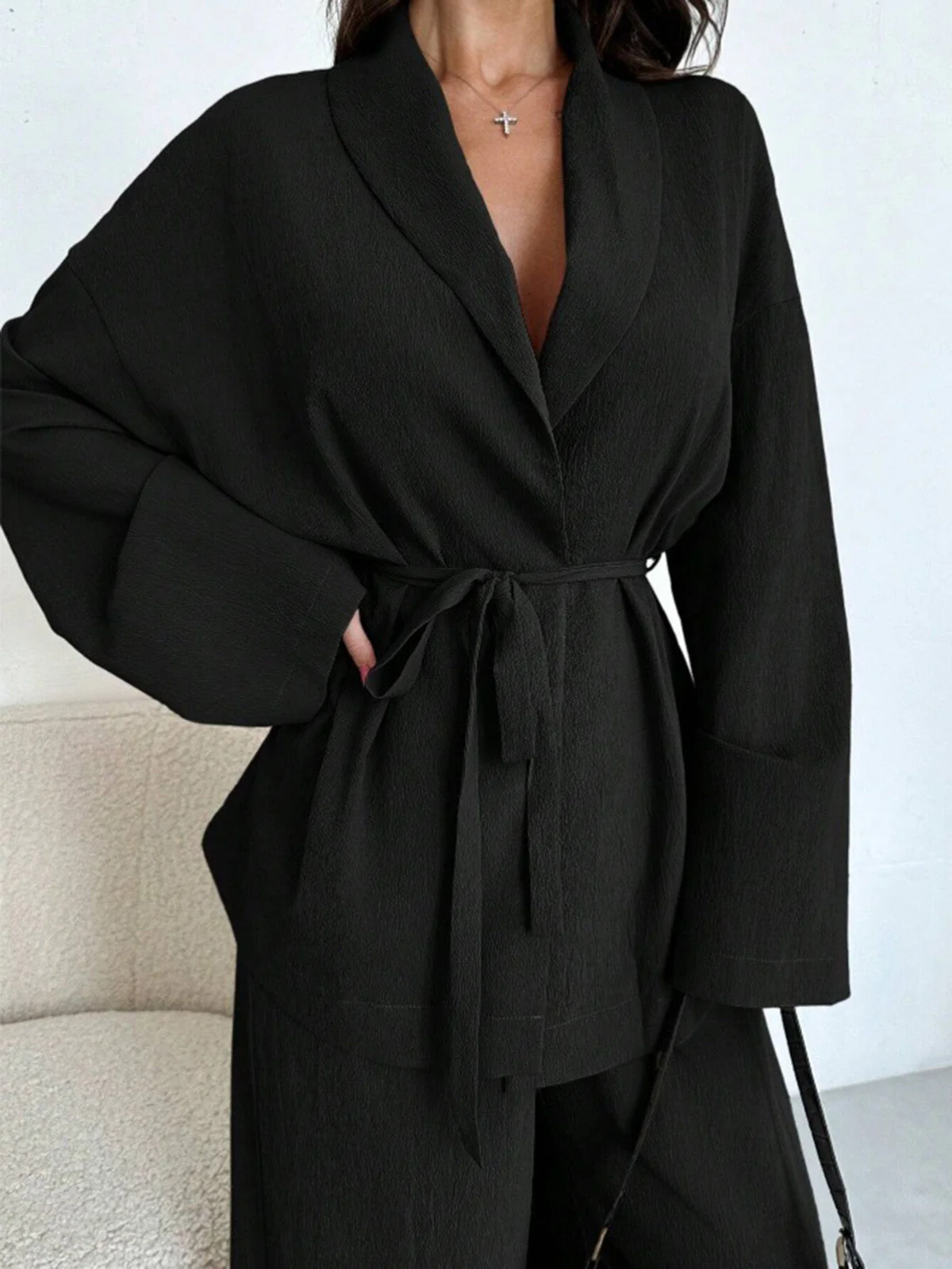 2PCS 1960er Solide Schnürung Blazer & Hose Set - Image 6