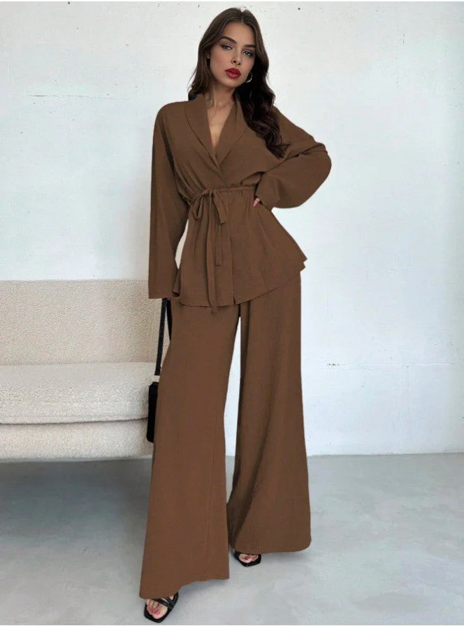 2PCS 1960er Solide Schnürung Blazer & Hose Set - Image 7