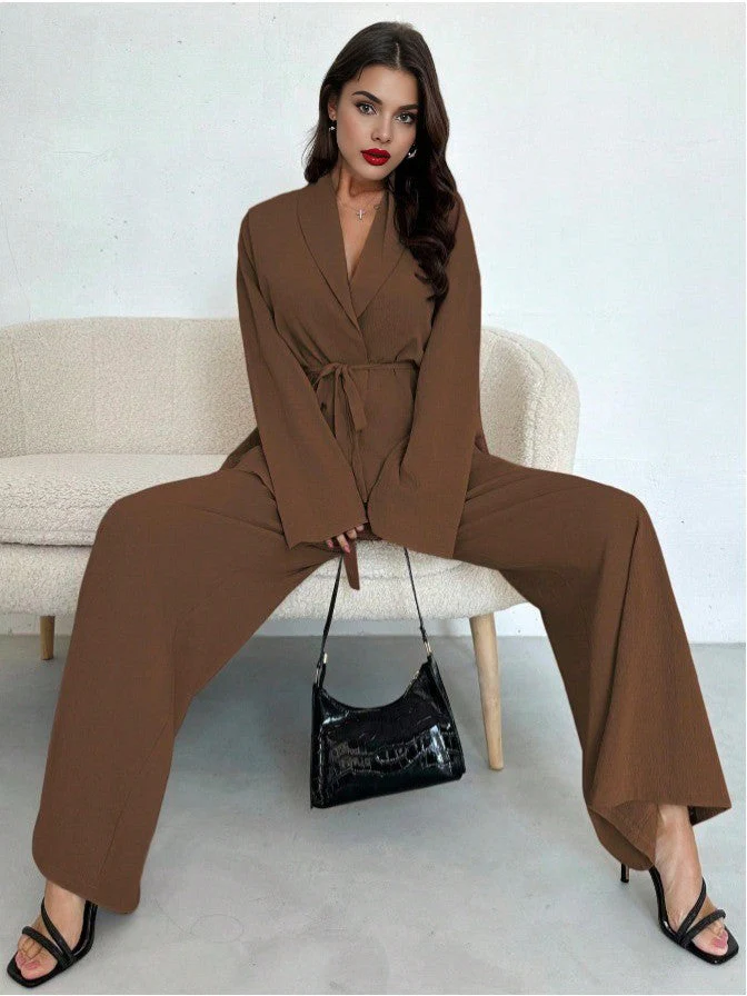 2PCS 1960er Solide Schnürung Blazer & Hose Set - Image 8