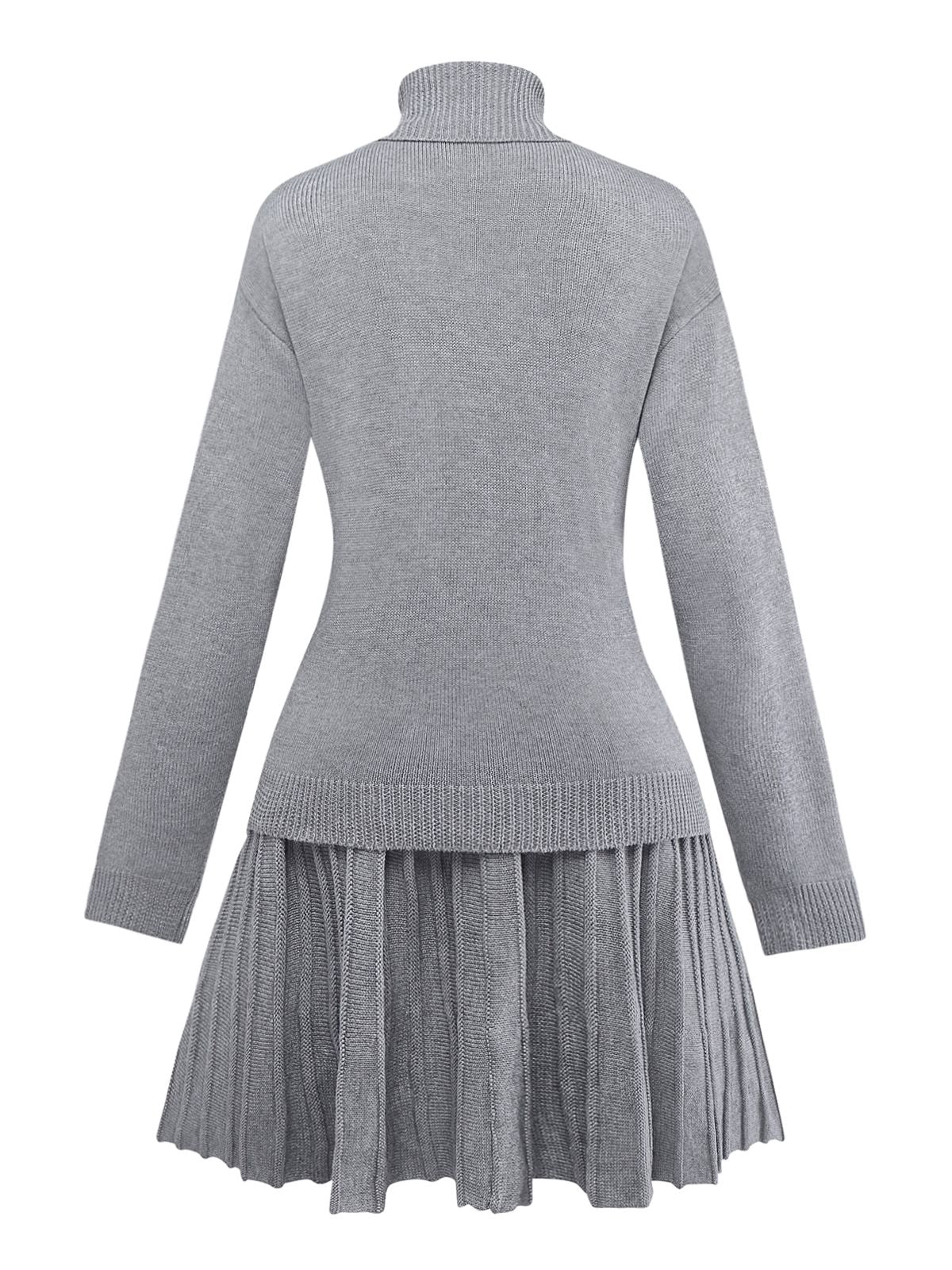 2PCS 1960er Stricken Rollkragen Pullover & Plissiertes Rock - Image 3