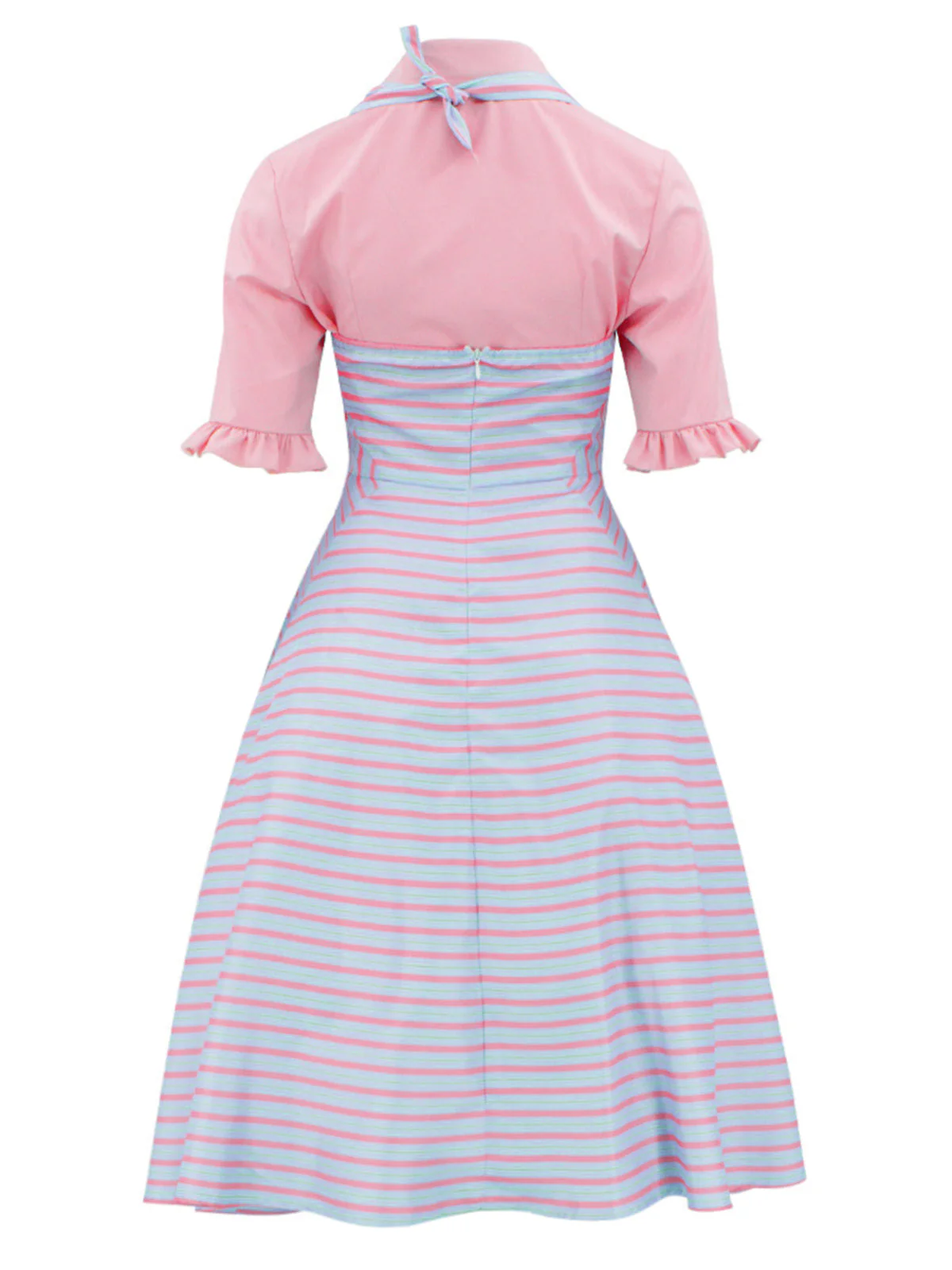 2PCS 1960er Glinda Wicked Solide Bluse & Unregelmäßige Streifen Kleid - Image 3