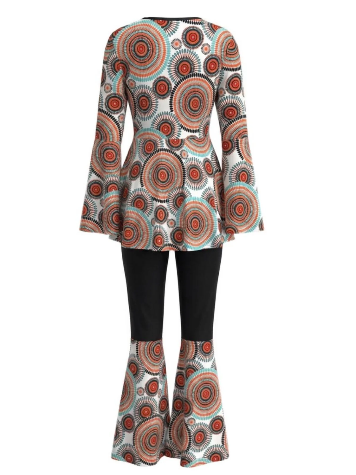 2PCS 1970er Hippie Glocken Ärmel Top & Schlag Hose - Image 3