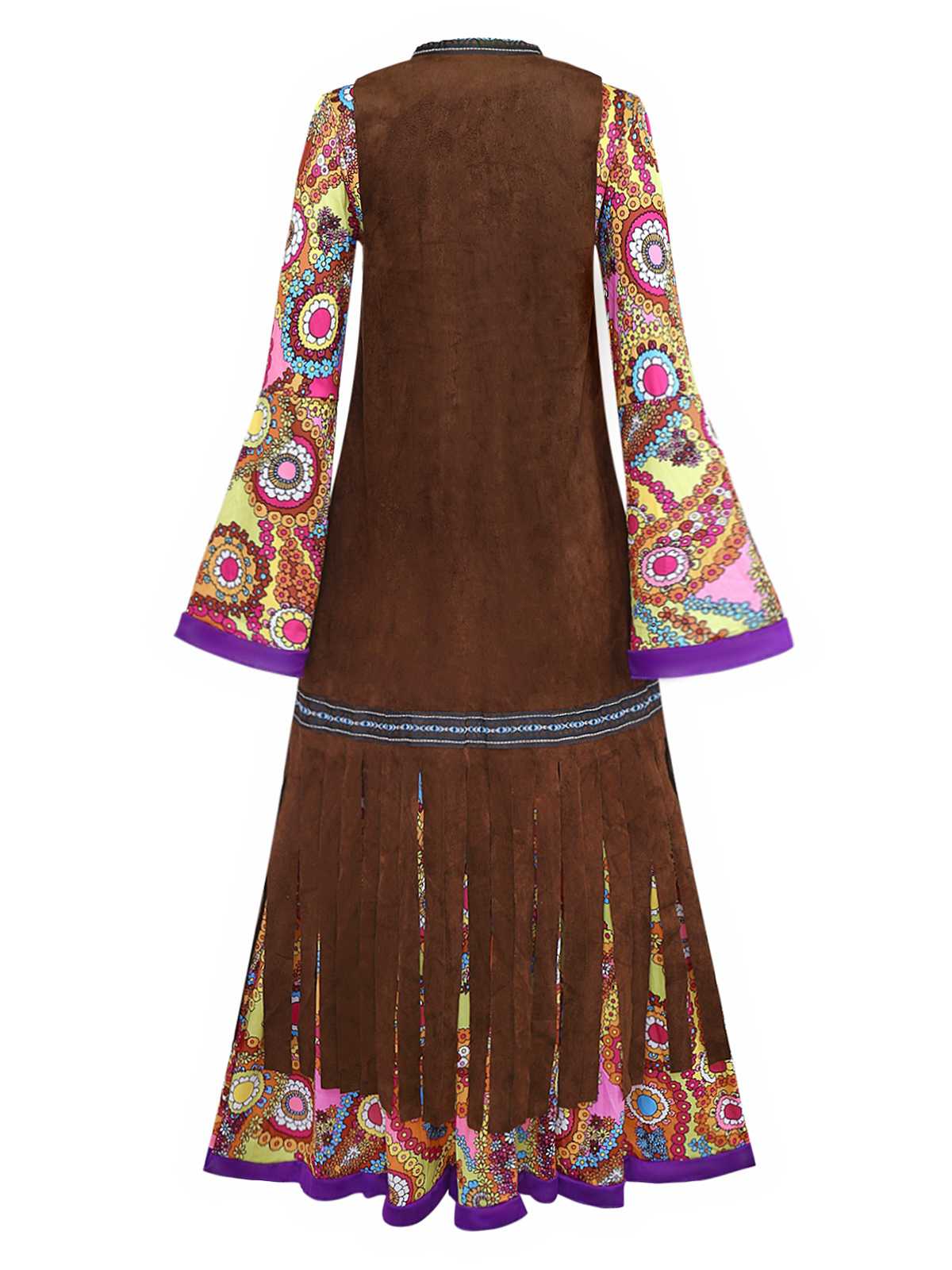 2PCS 1970er Quaste Weste & Psychedelisch Hippie Kostüm Kleid - Image 2