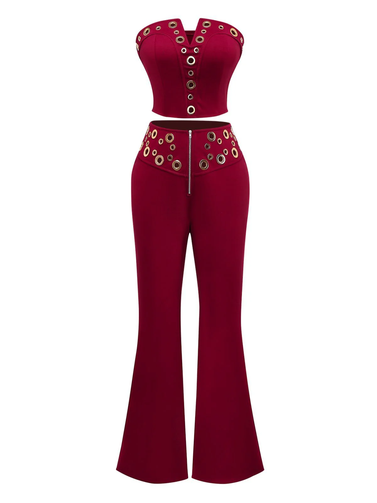 2PCS 1970er Trägerlos Metall Schnalle Punk Top & Hose - Image 2