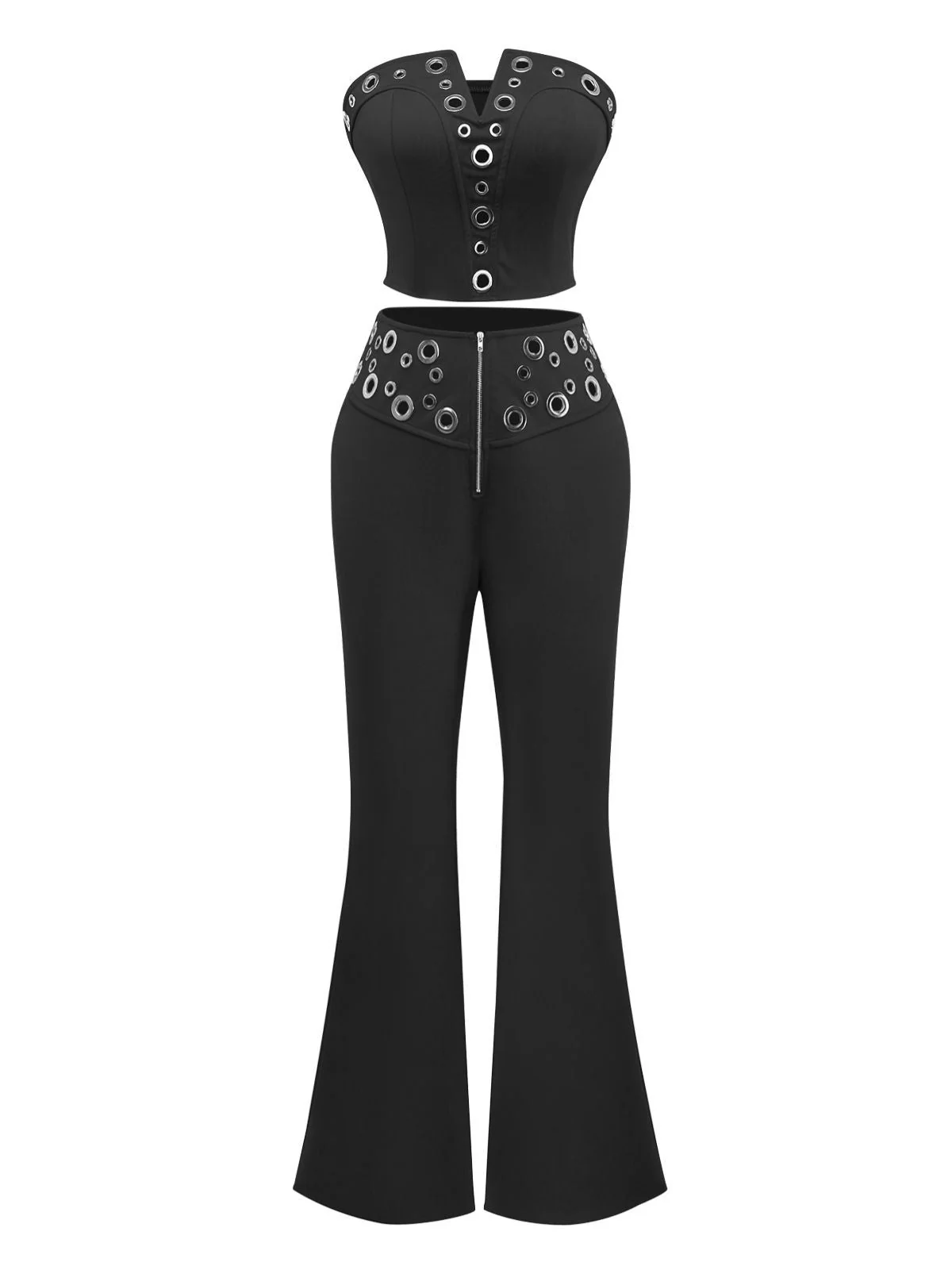 2PCS 1970er Trägerlos Metall Schnalle Punk Top & Hose - Image 8