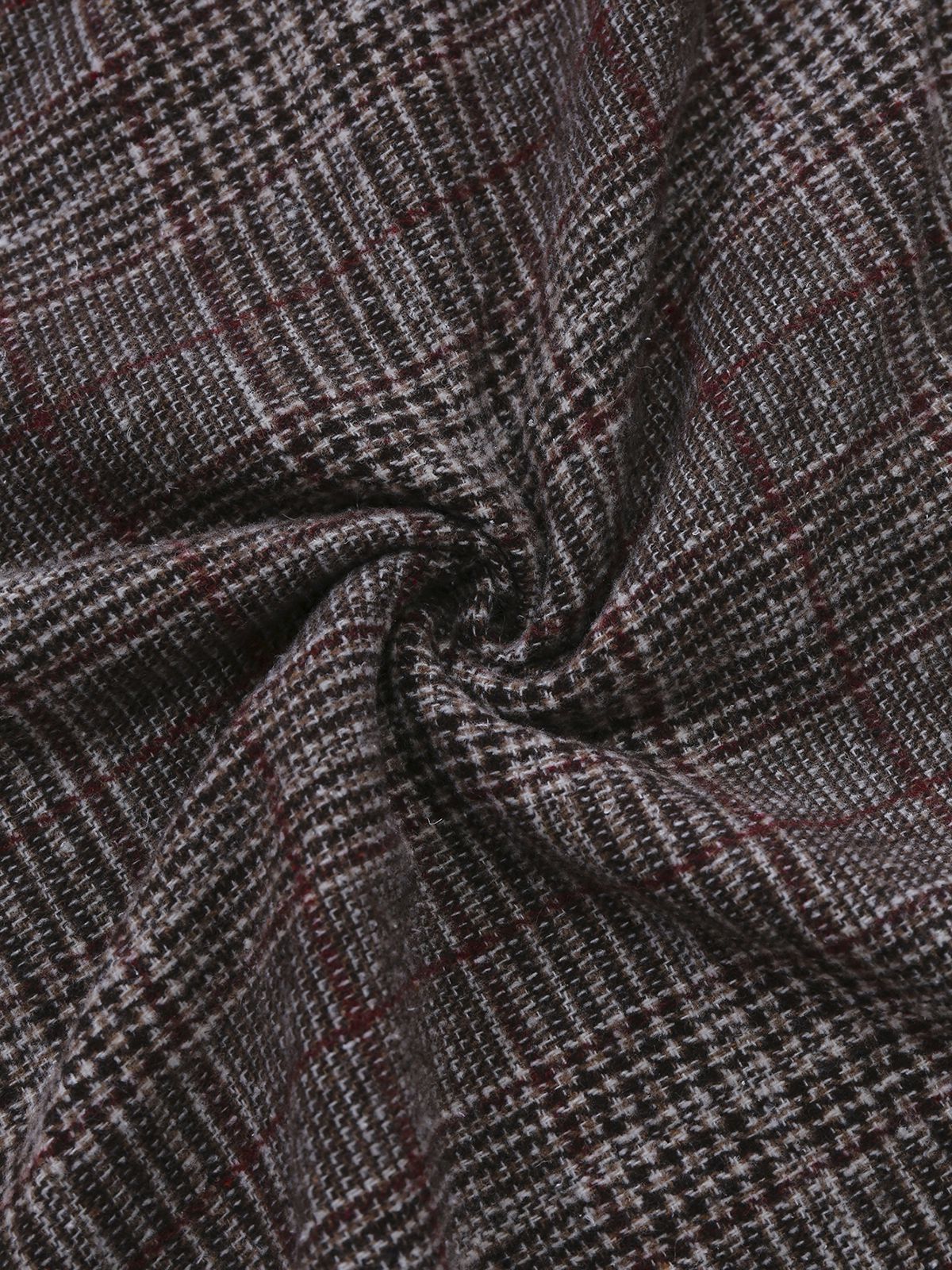 2PCS 1980er Chiffon Rüschen Hochhals Bluse & Schnürung Plaid Rock - Image 10