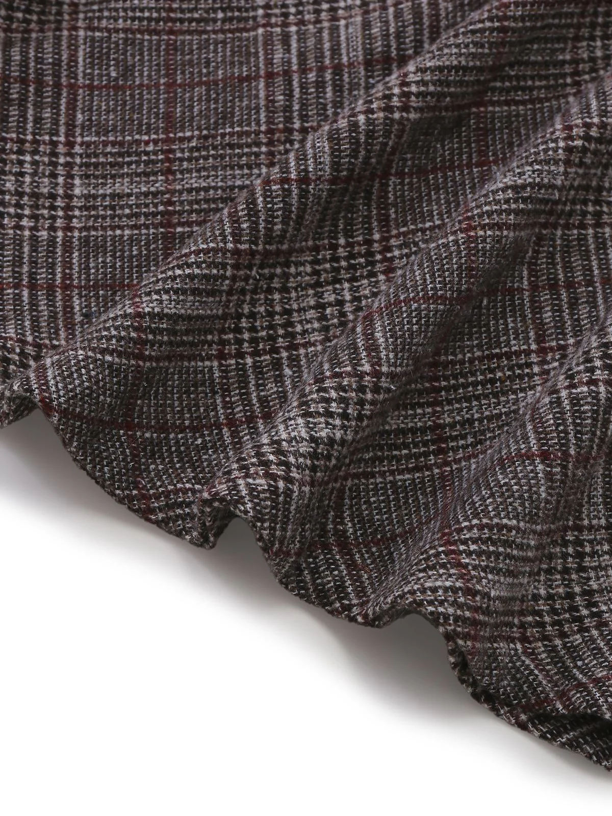 2PCS 1980er Chiffon Rüschen Hochhals Bluse & Schnürung Plaid Rock - Image 11