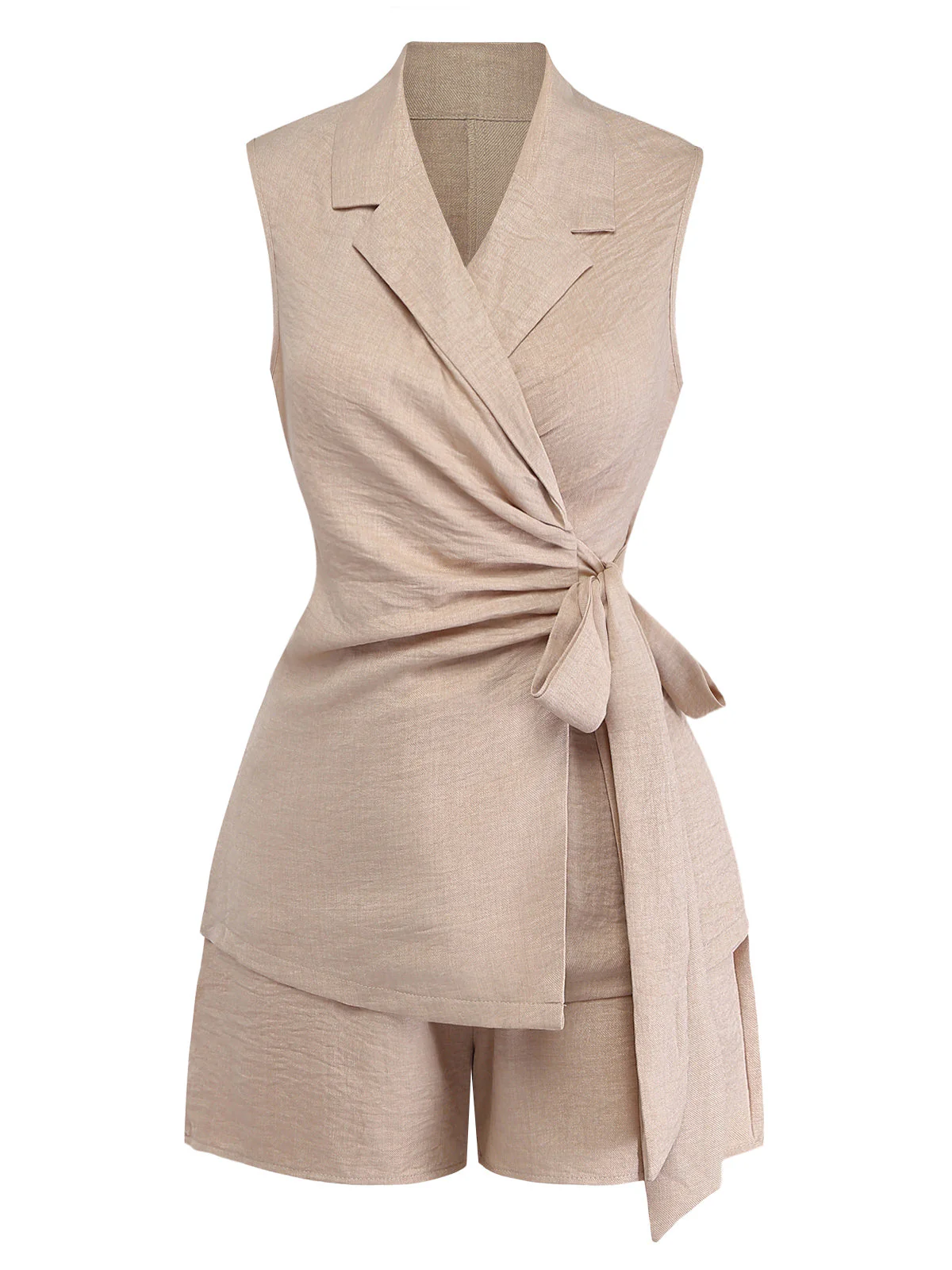 2PCS Beige 1960er Uni Anzug Weste & Shorts Set - Image 2
