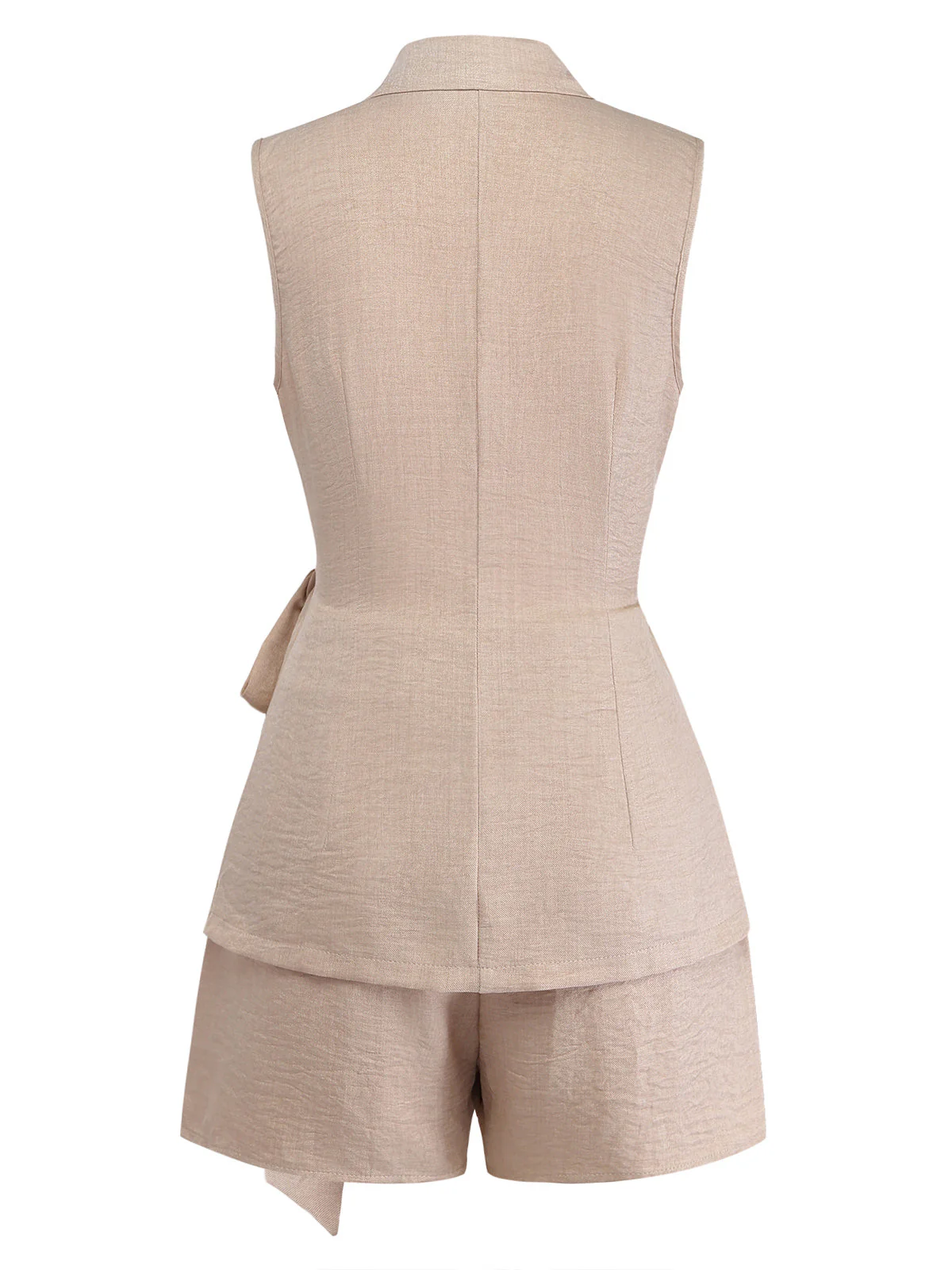 2PCS Beige 1960er Uni Anzug Weste & Shorts Set - Image 3