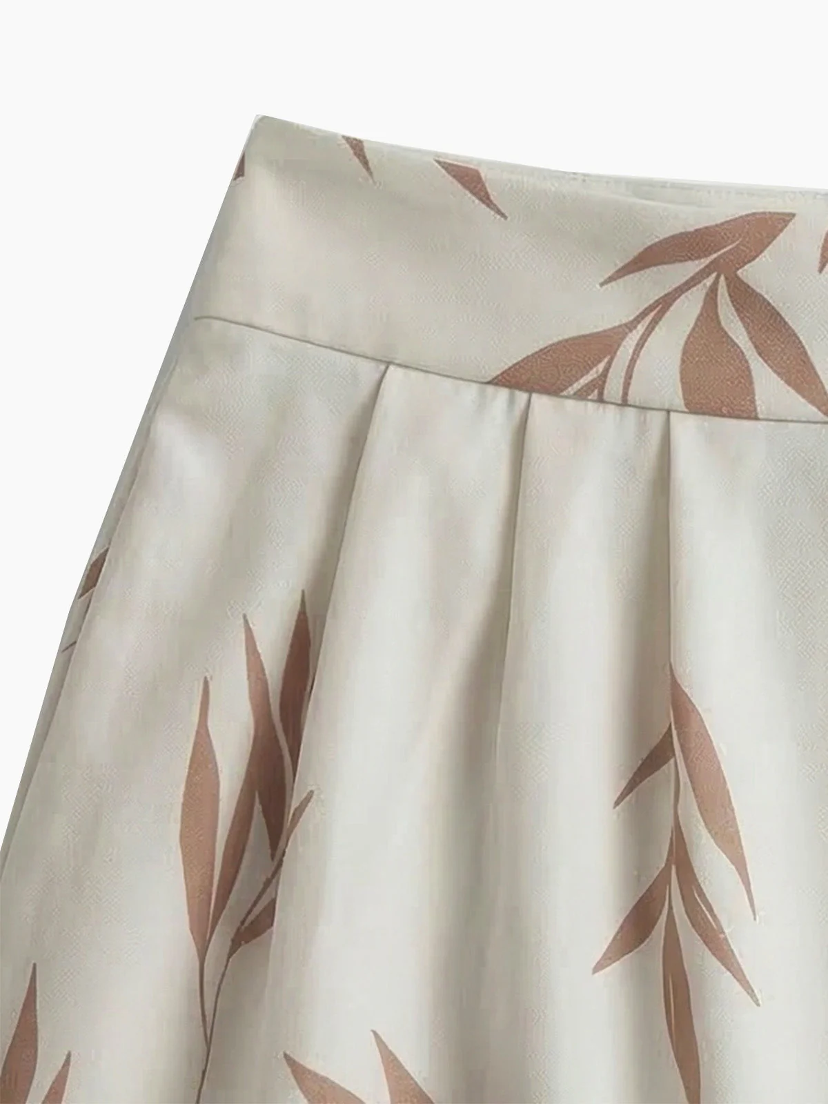 2PCS Beige 1970er Blatt Druck Halter Top & Weites Bein Hose - Image 4