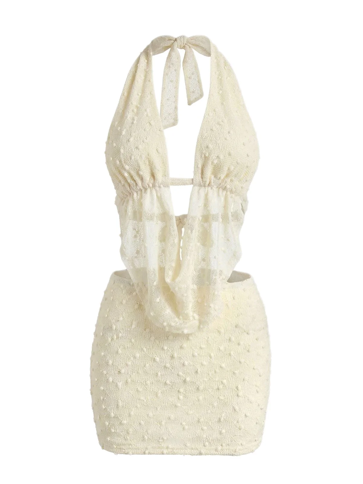 2PCS Beige 2000er Halter Rückenfrei Schnür Rock Set - Image 3