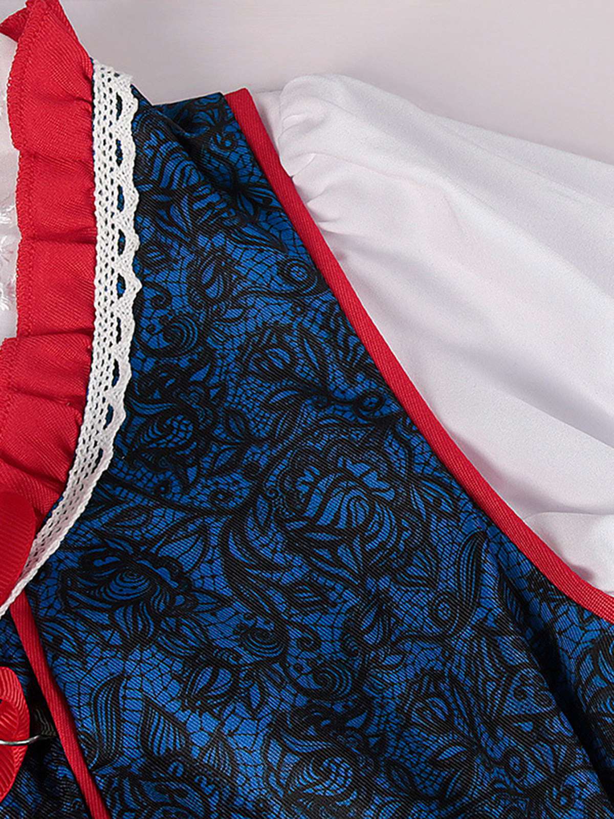 2PCS Blau 1950er Oktoberfest Dirndl Kleid & Rot Schürze - Image 5