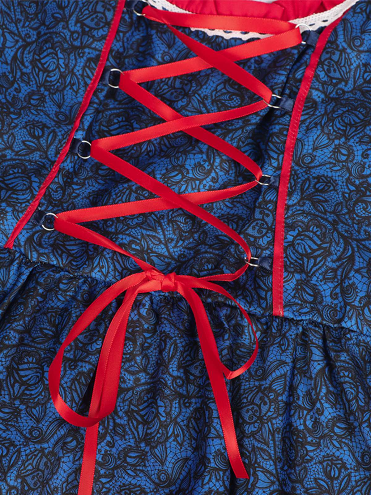 2PCS Blau 1950er Oktoberfest Dirndl Kleid & Rot Schürze - Image 6