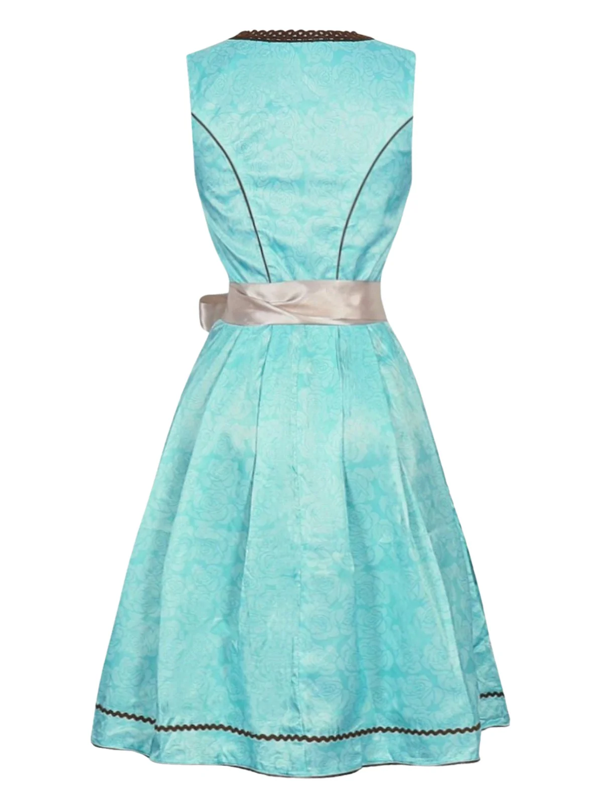 2PCS Blau 1950er Oktoberfest Blumen Jacquard Kleid & Besticktes Schürze - Image 5