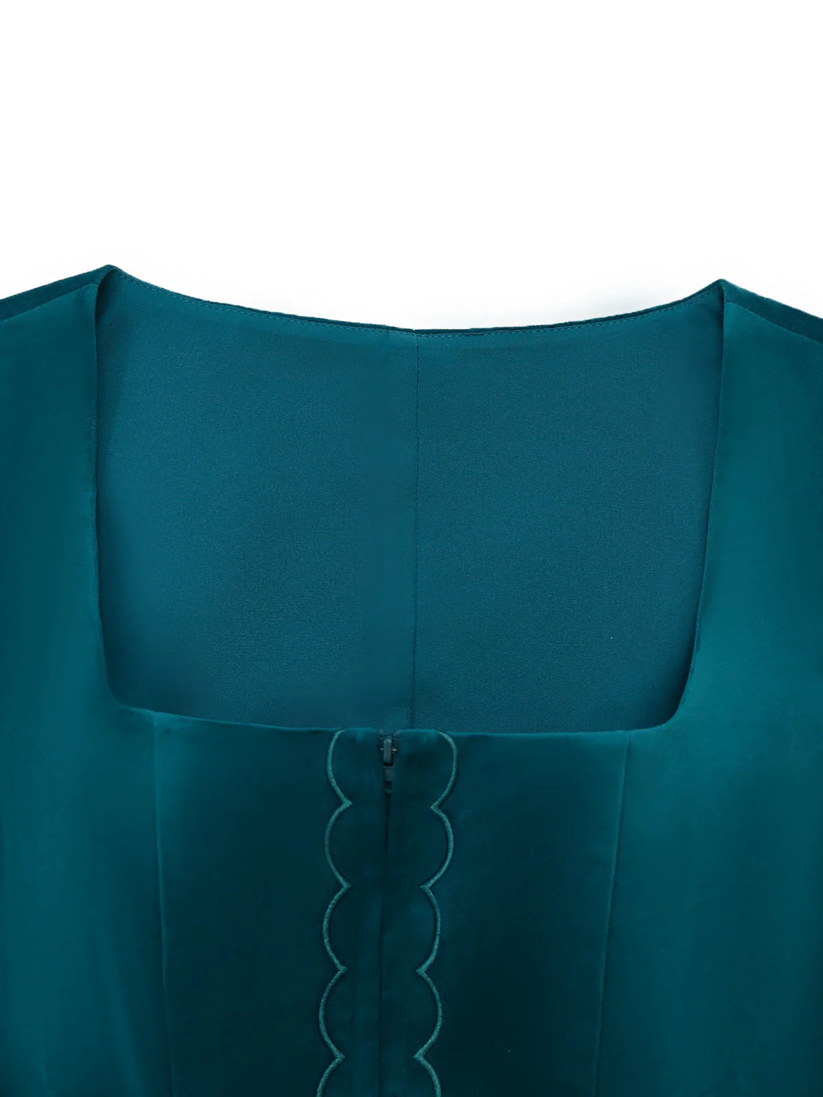 2PCS Blau 1950er Oktoberfest Flanell Blumen Kleid & Satin Schürze - Image 3