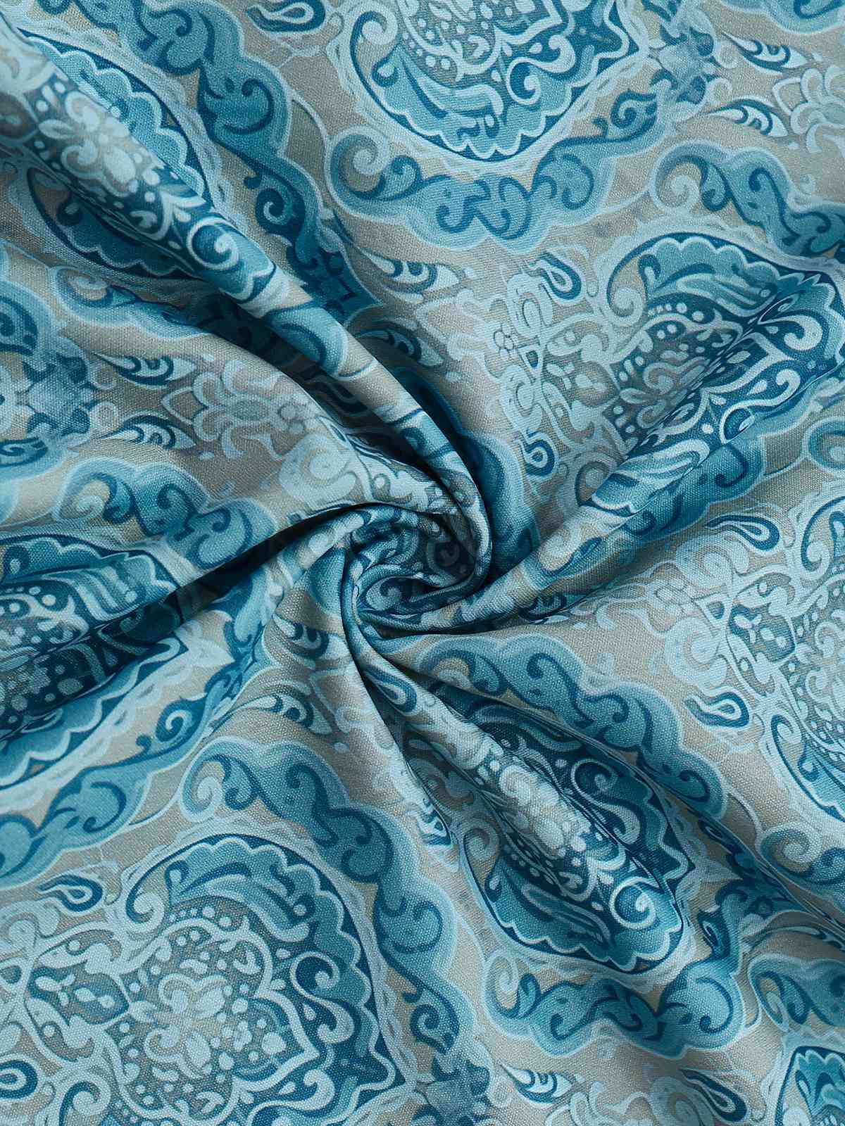 2PCS Blau 1950er Oktoberfest Flanell Blumen Kleid & Satin Schürze - Image 5